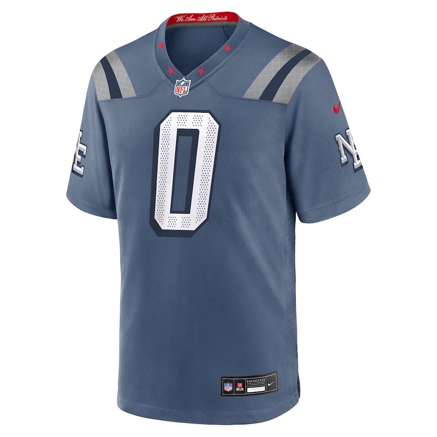Christian Gonzalez #0 New England Patriots 2025 Rivalries Collection Game Jersey - Storm Blue