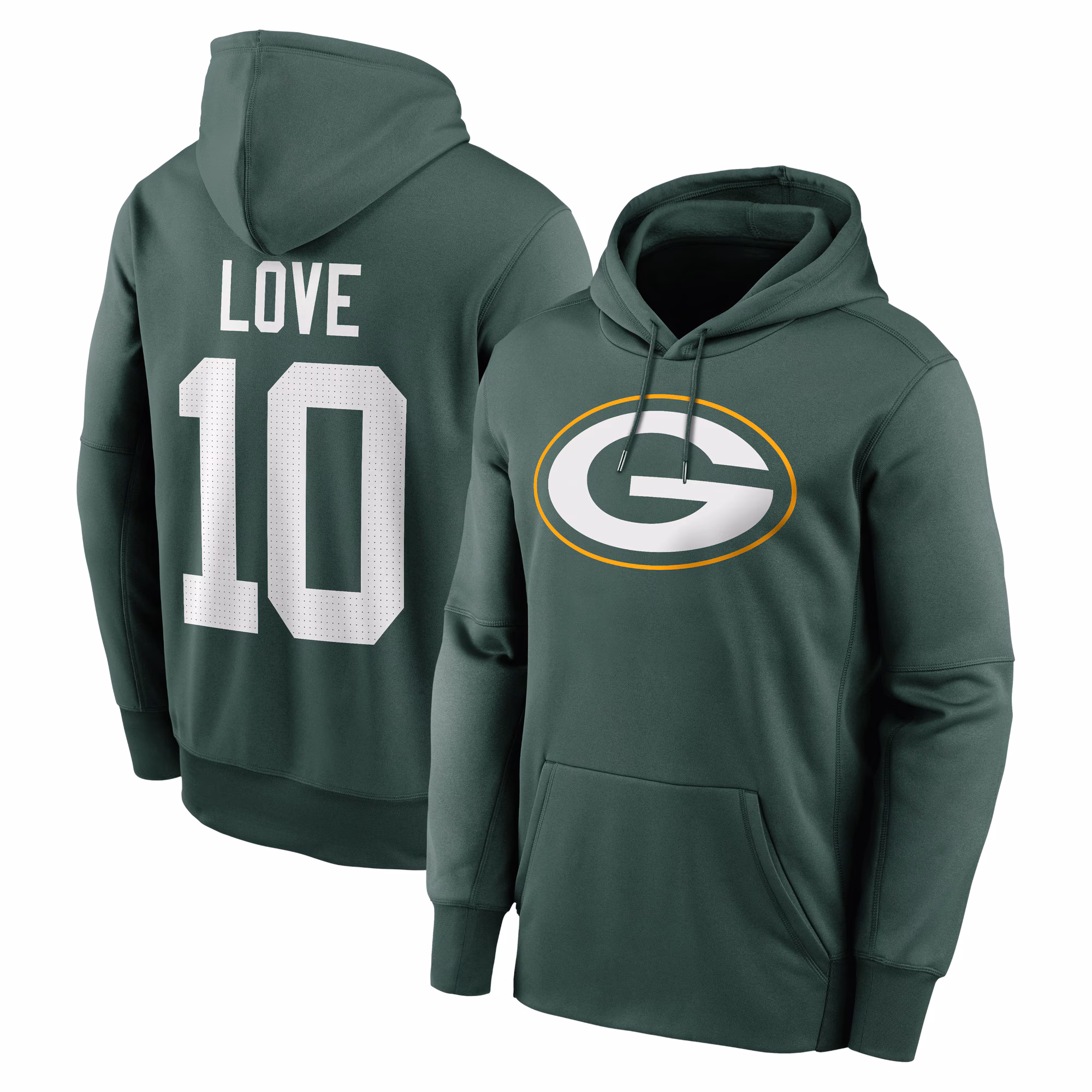 Love Green Bay Packers Player Name & Number Performance Pullover Hoodie - Green