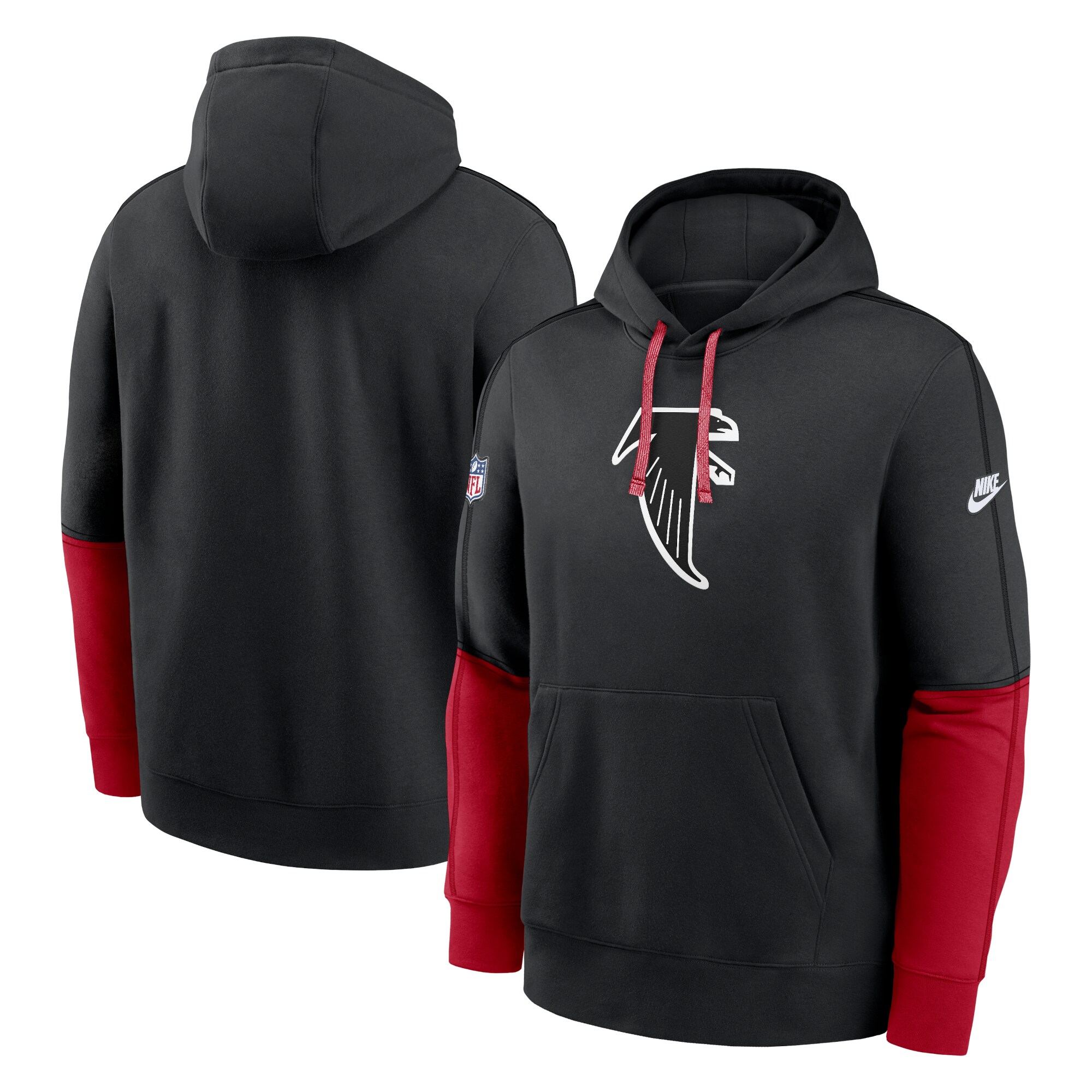 Atlanta Falcons  Throwback Logo Club Tri-Blend Pullover Hoodie - Black