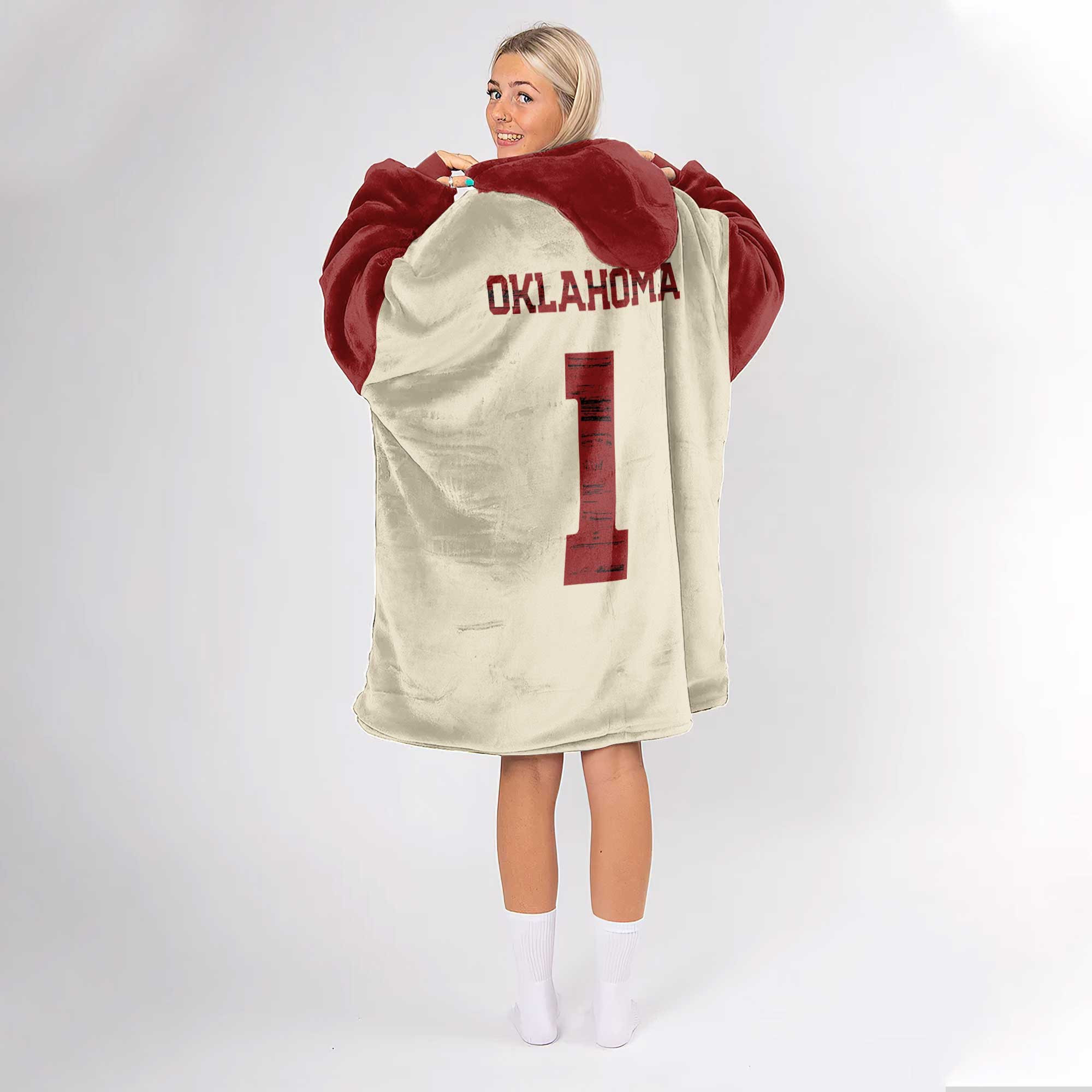 Adult #1 Oklahoma Football Unisex Blanket Hoodie