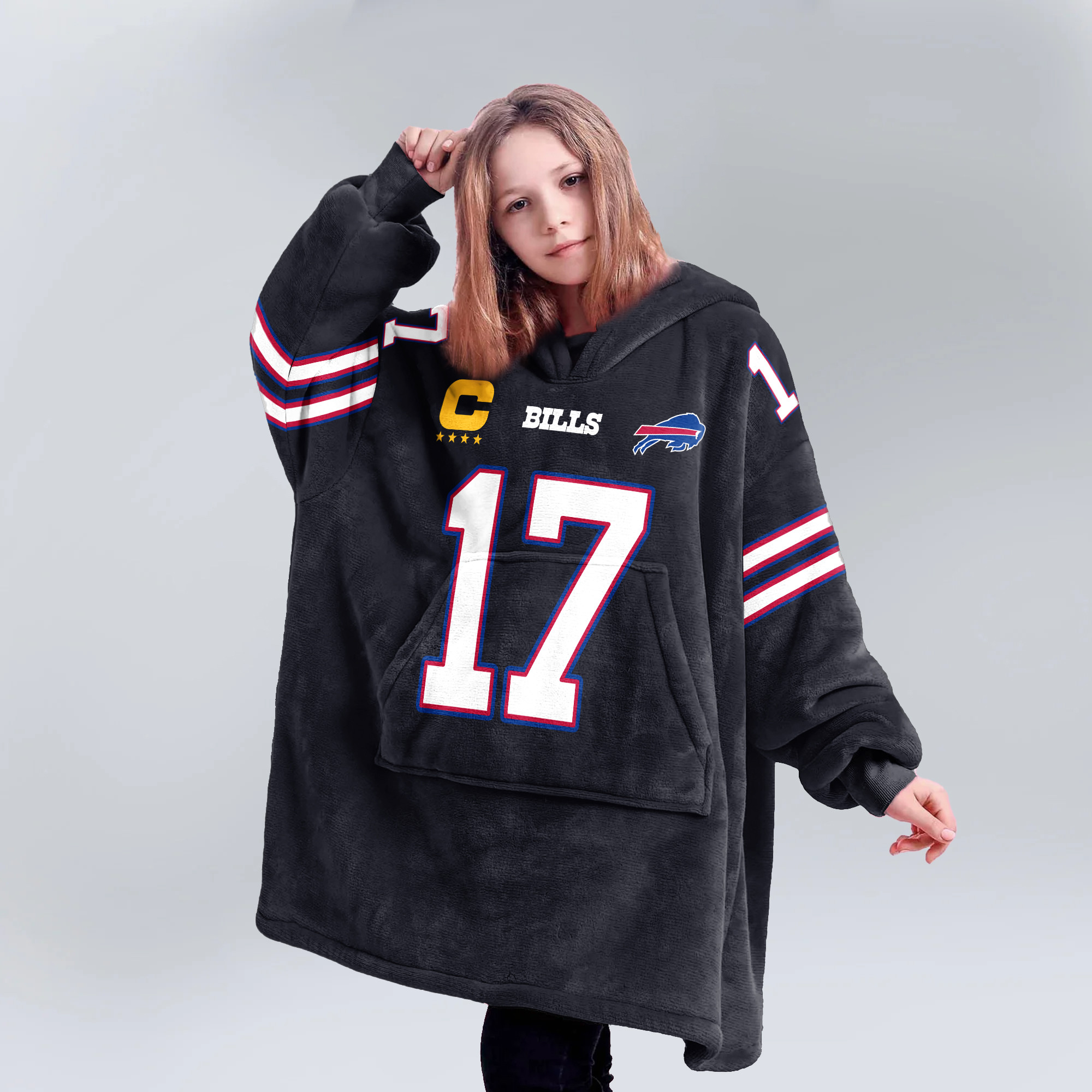 Kid Captain J.A 17 Buffalo Football Unisex Blanket Hoodie