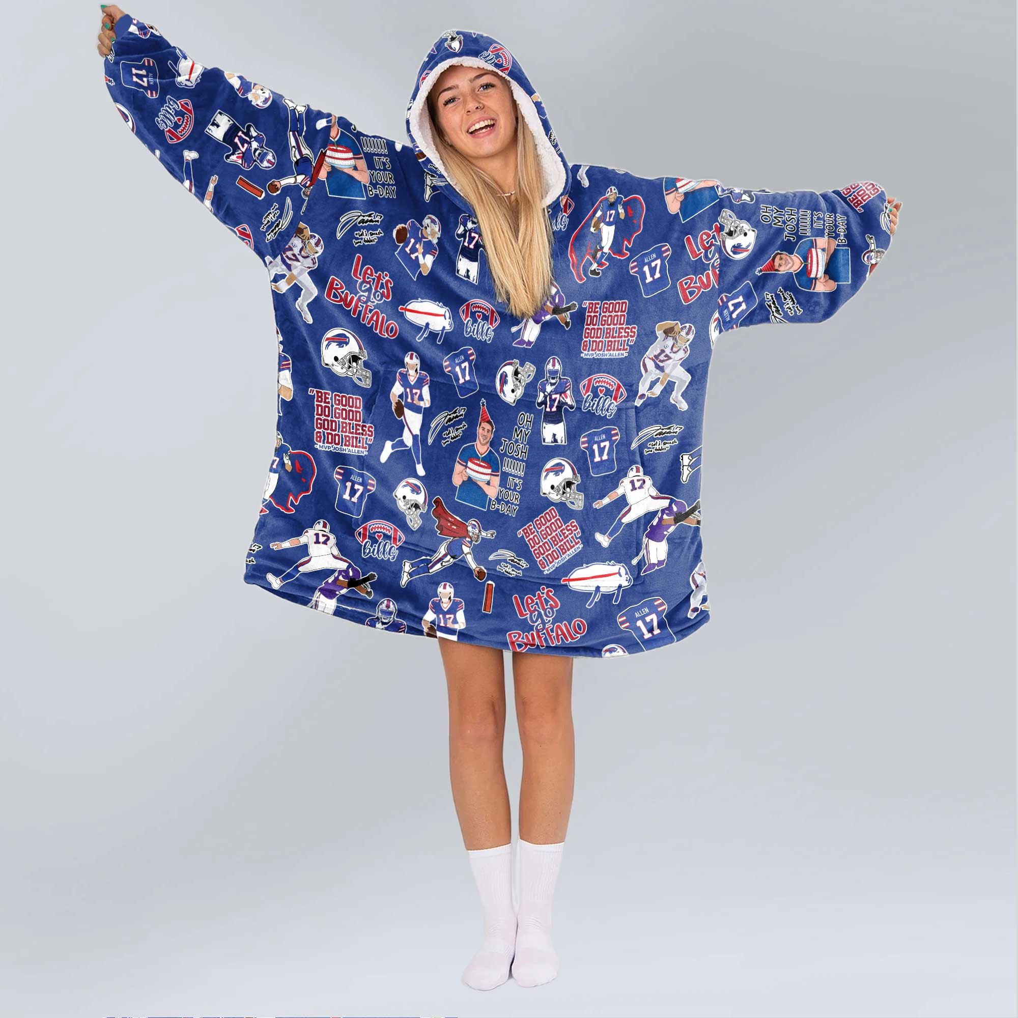 Pattern J.A 17 Buffalo Football Unisex Blanket Hoodie