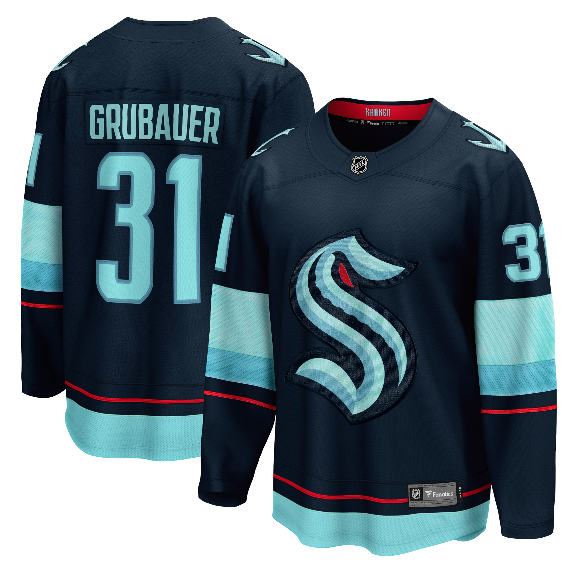 Philipp Grubauer Seattle Kraken Home Premier Breakaway Player Jersey - Deep Sea Blue