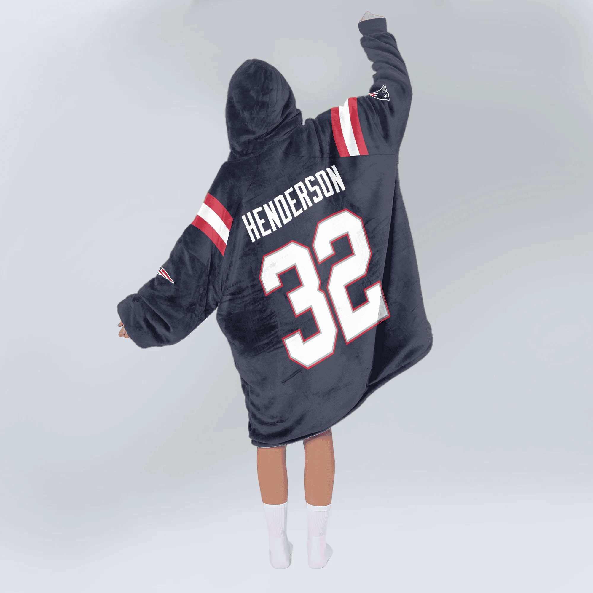 Adult 32 New England Football Unisex Blanket Hoodie