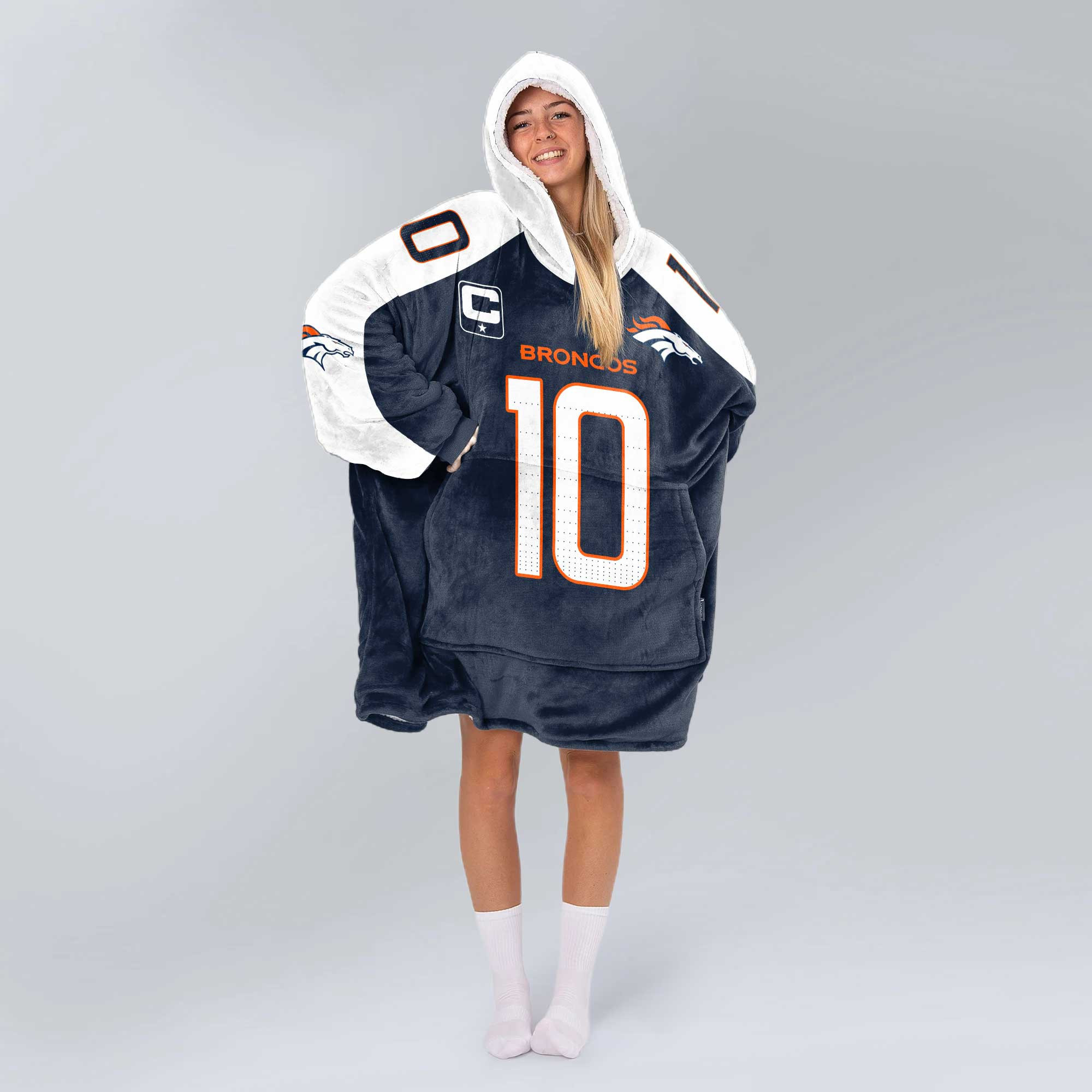 Adult 10 Denver Football Unisex Blanket Hoodie