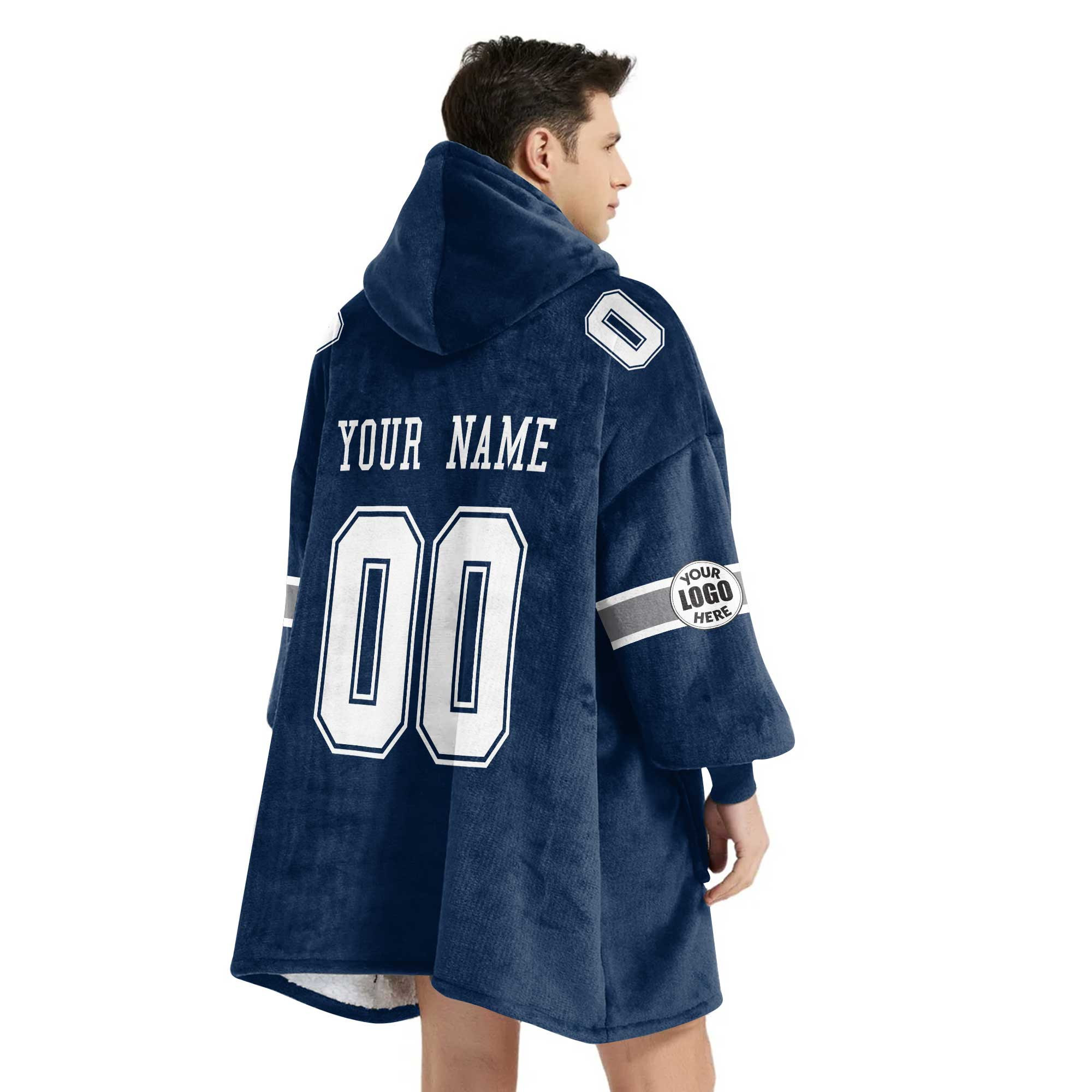 Adult Custom Blanket Hoodie Dallas Inspired Color