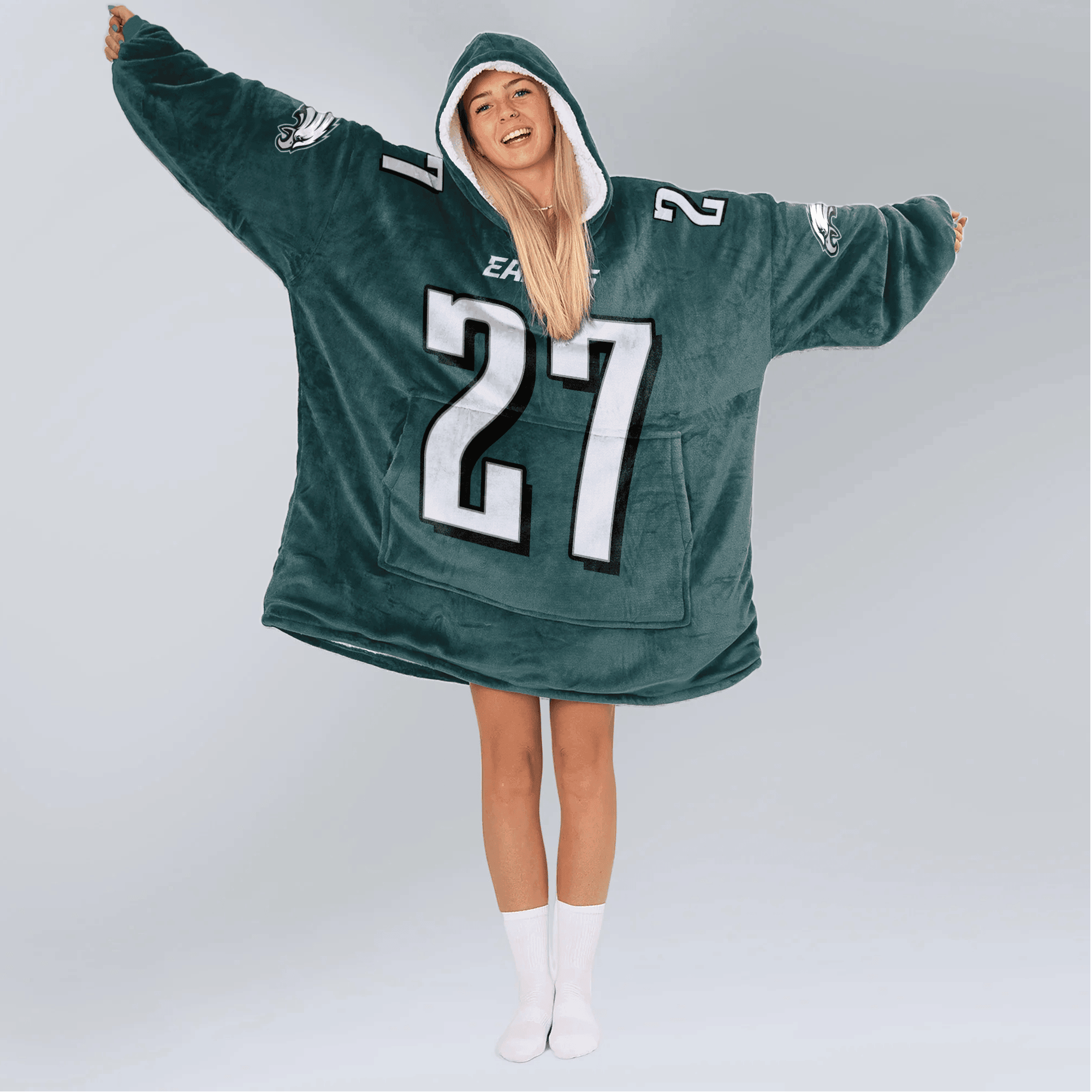 Adult 27 Philadelphia Football Unisex Blanket Hoodie