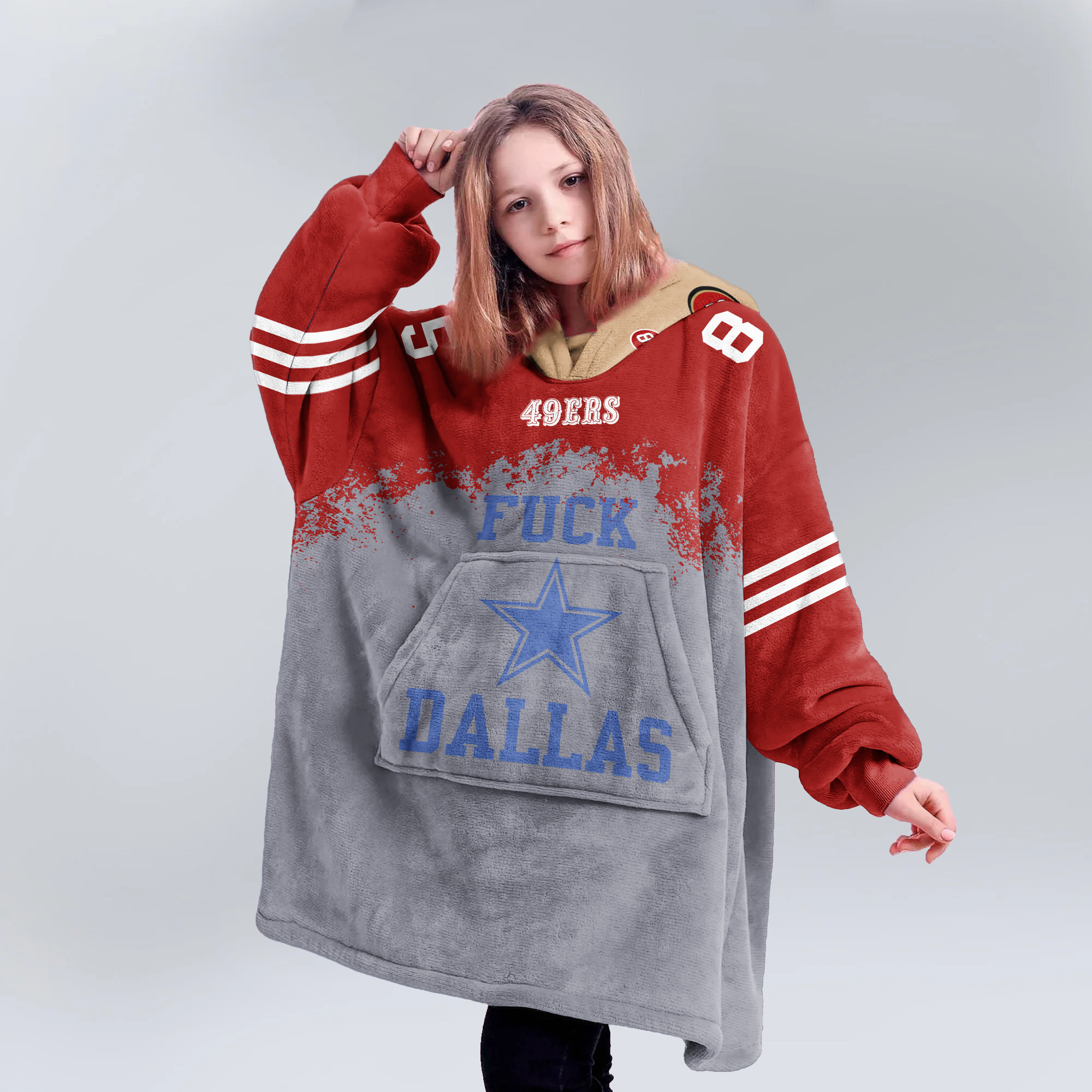 Adult F**k Dallas San Francisco 49ers Football Unisex Blanket Hoodie