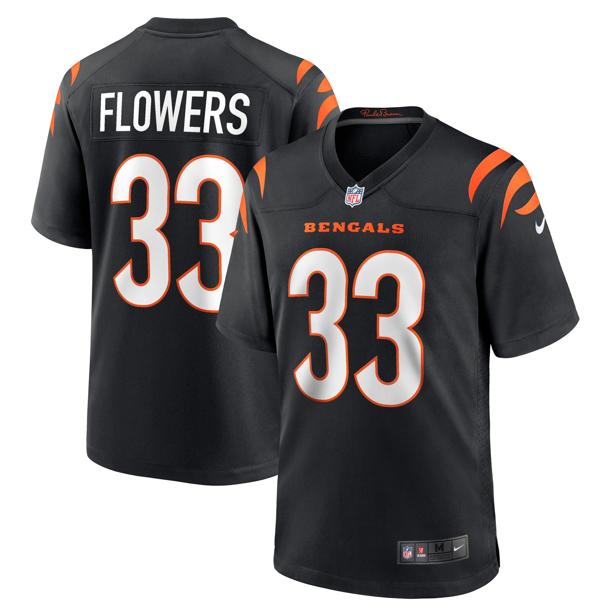 Tre Flowers Cincinnati Bengals  Game Jersey - Black