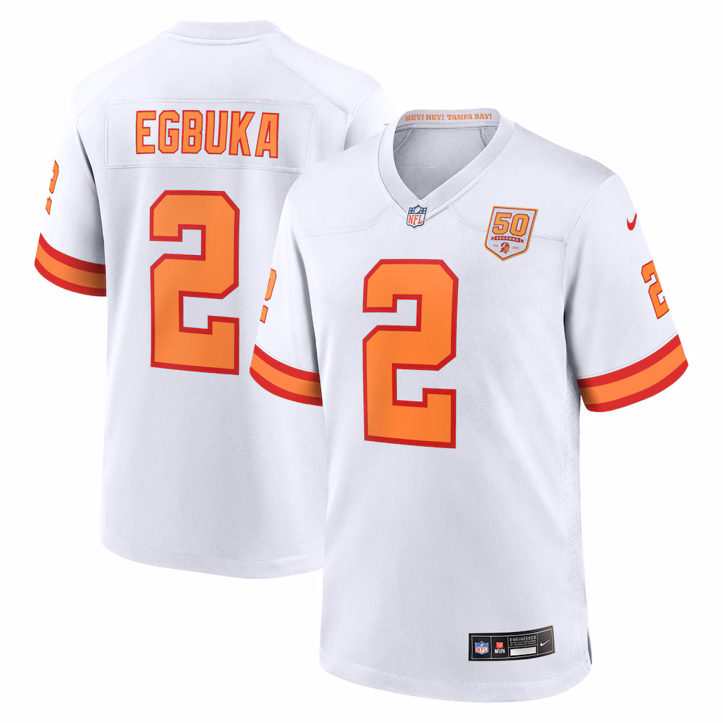Emeka Egbuka #2 '76 Tampa Bay Buccaneers Alternate 50th Season Game Jersey - White