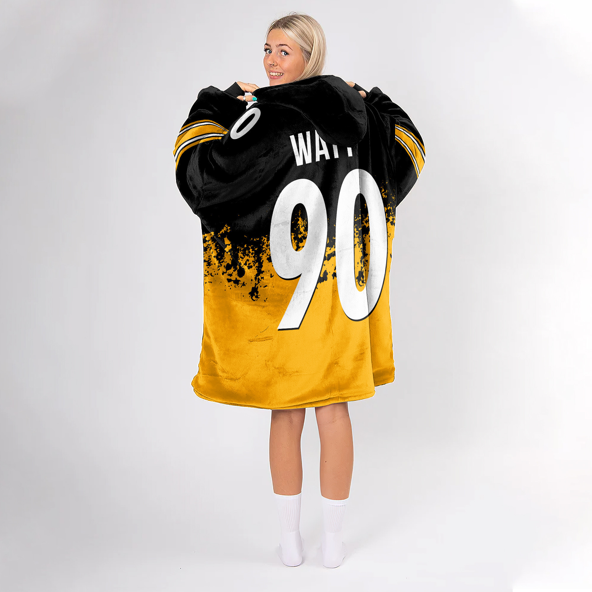 Adult 90 Pittsburgh Football Unisex Blanket Hoodie