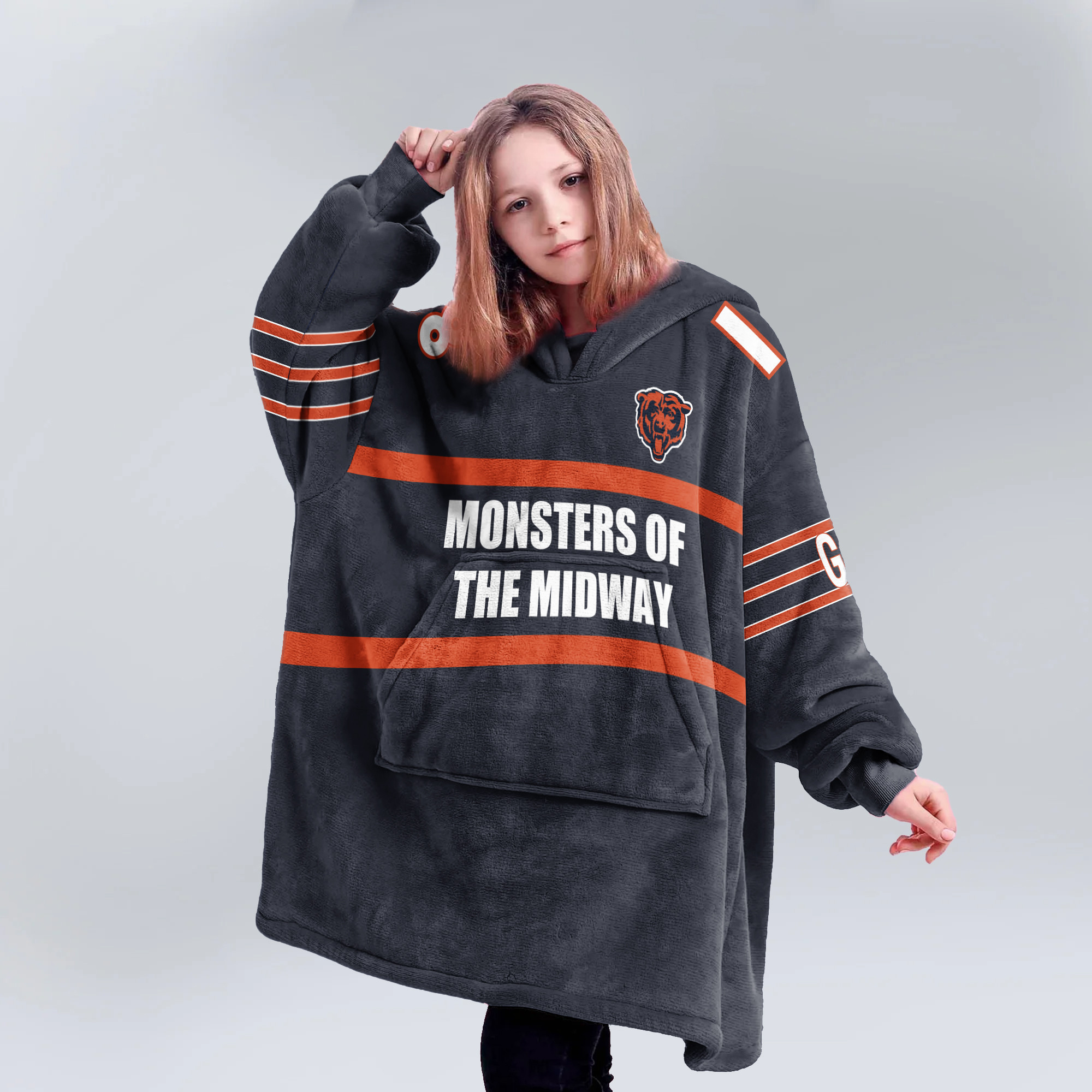 Adult Monsters Of The Midway 18 Chicago Football Unisex Blanket Hoodie