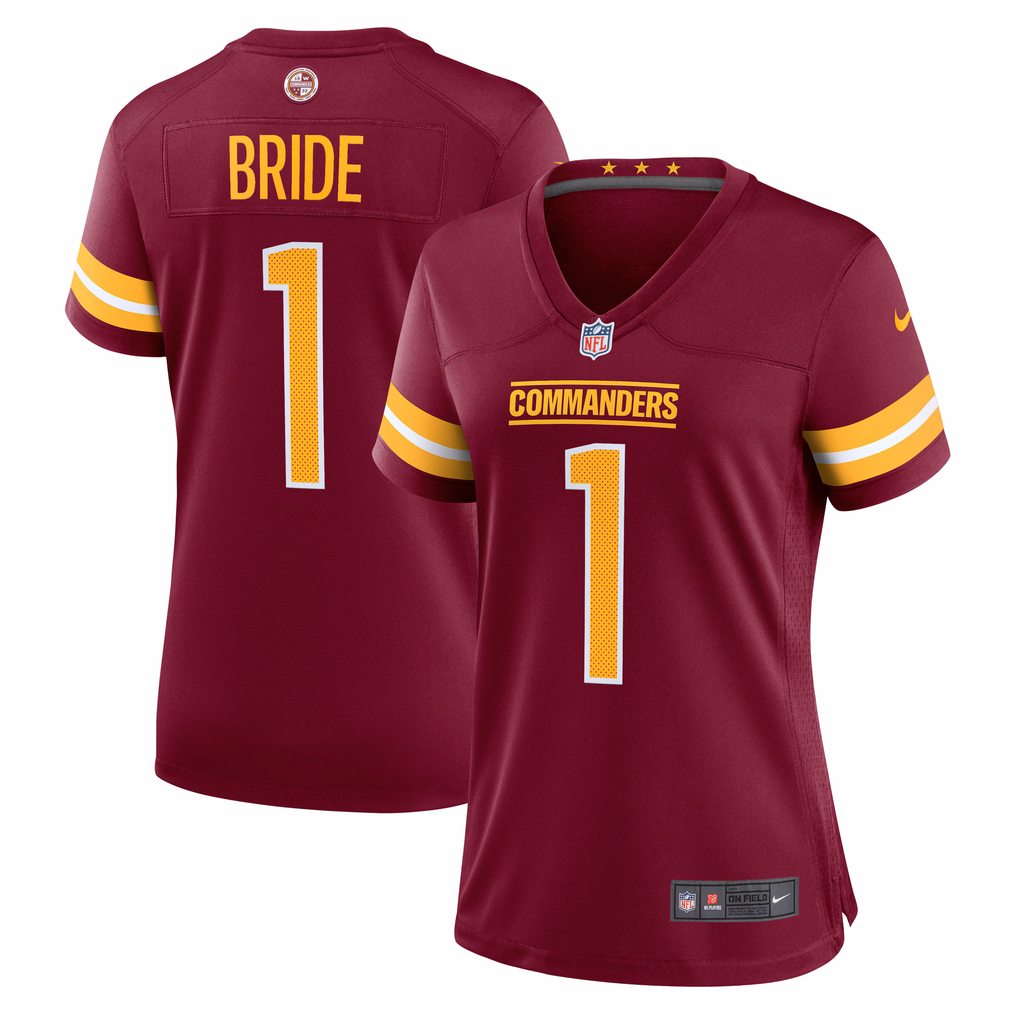 Number 1 Bride Washington Commanders Women's Game Jersey - Burgundy