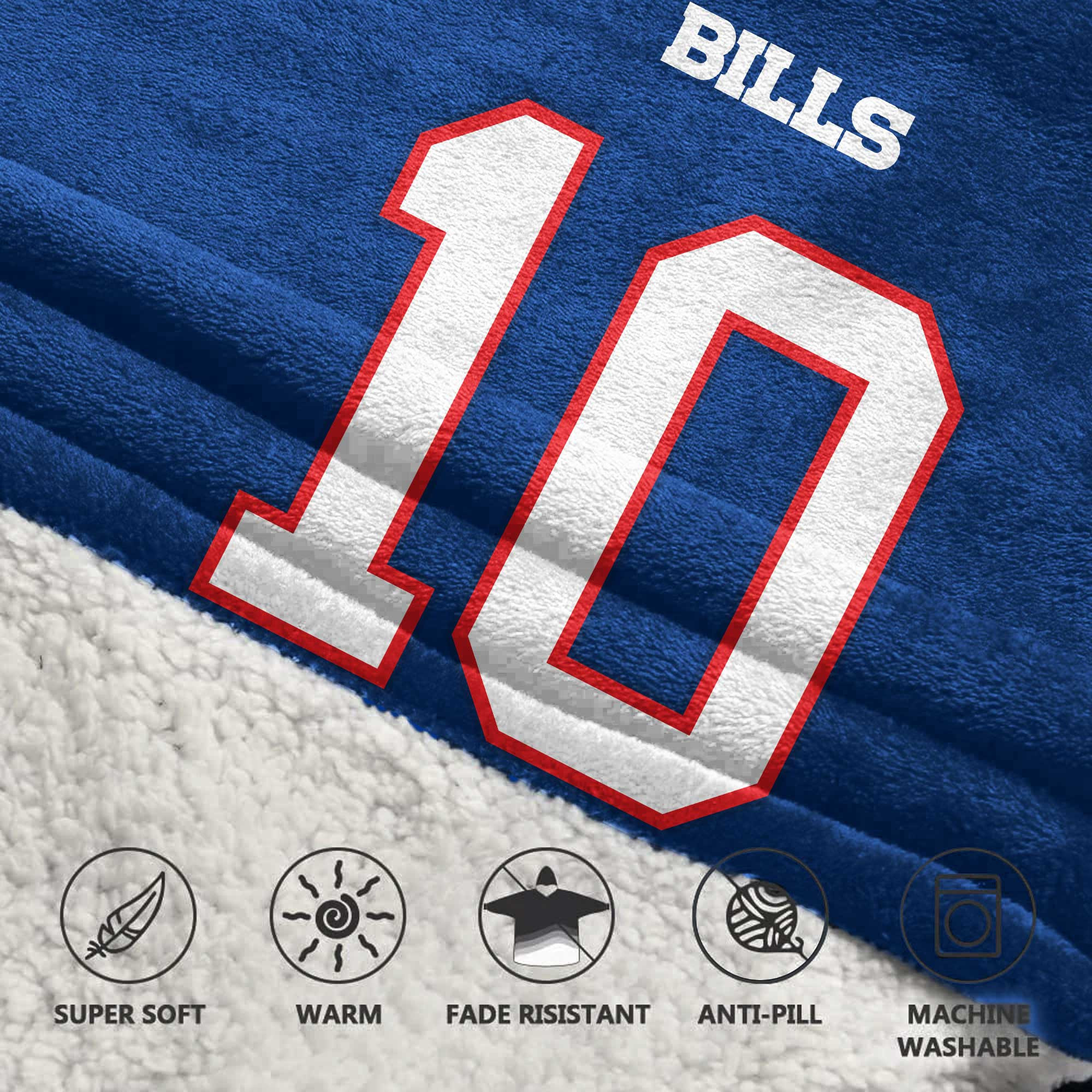 Kid 10 Buffalo Football Unisex Blanket Hoodie