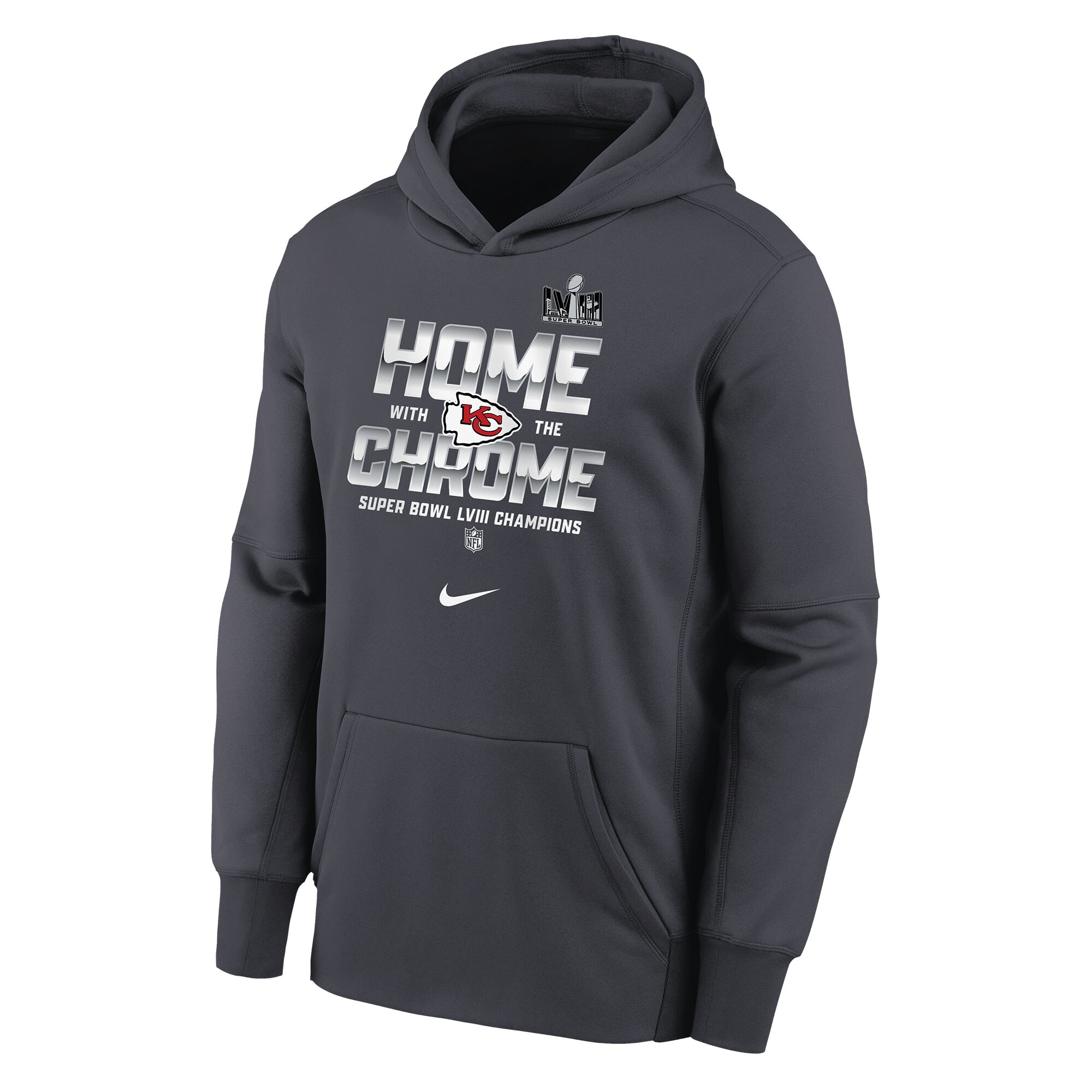 Kansas City Chiefs Youth Super Bowl LVIII Champions Parade Pullover Hoodie - Anthracite
