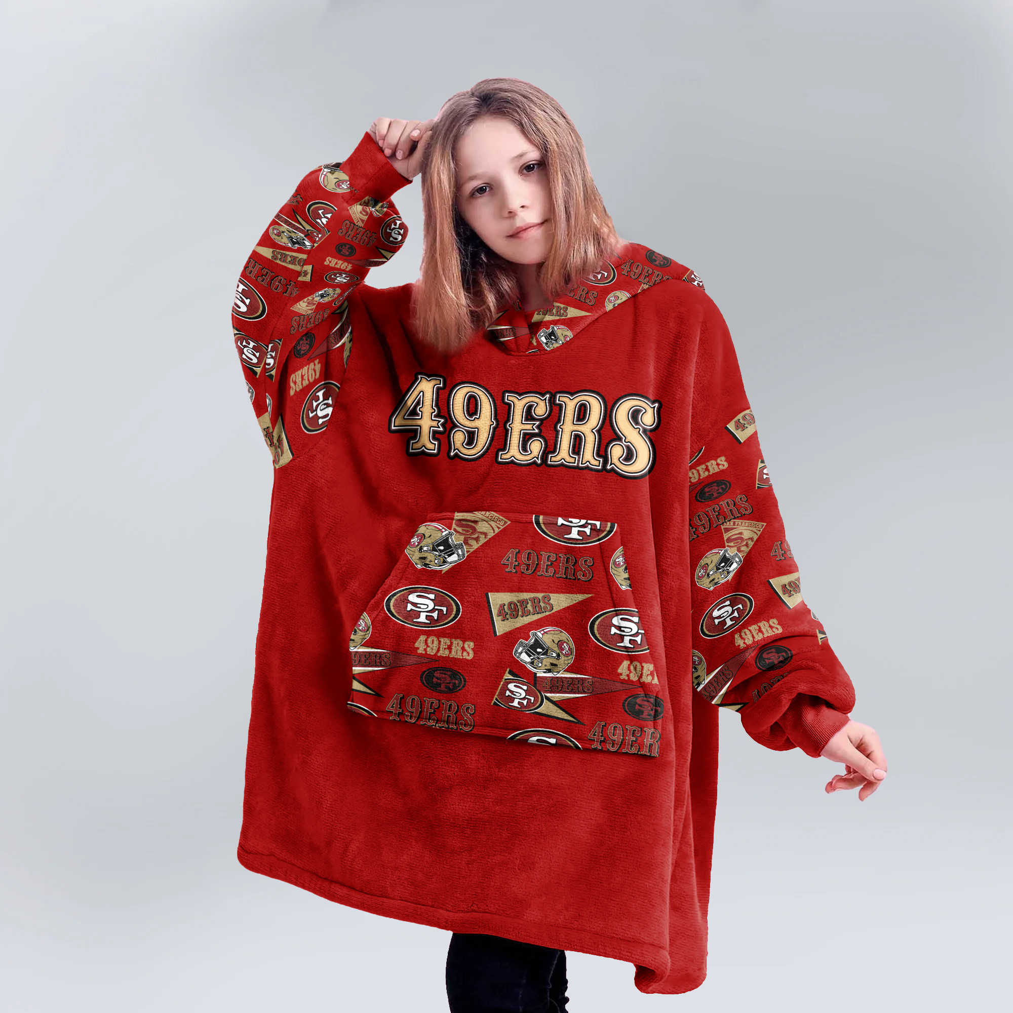 Adult San Francisco 49ers Football Unisex Blanket Hoodie