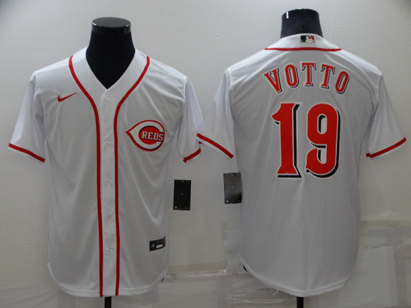 Men's  Cincinnati Reds #19 Joey Votto White Cool Base Stitched MLB Jersey