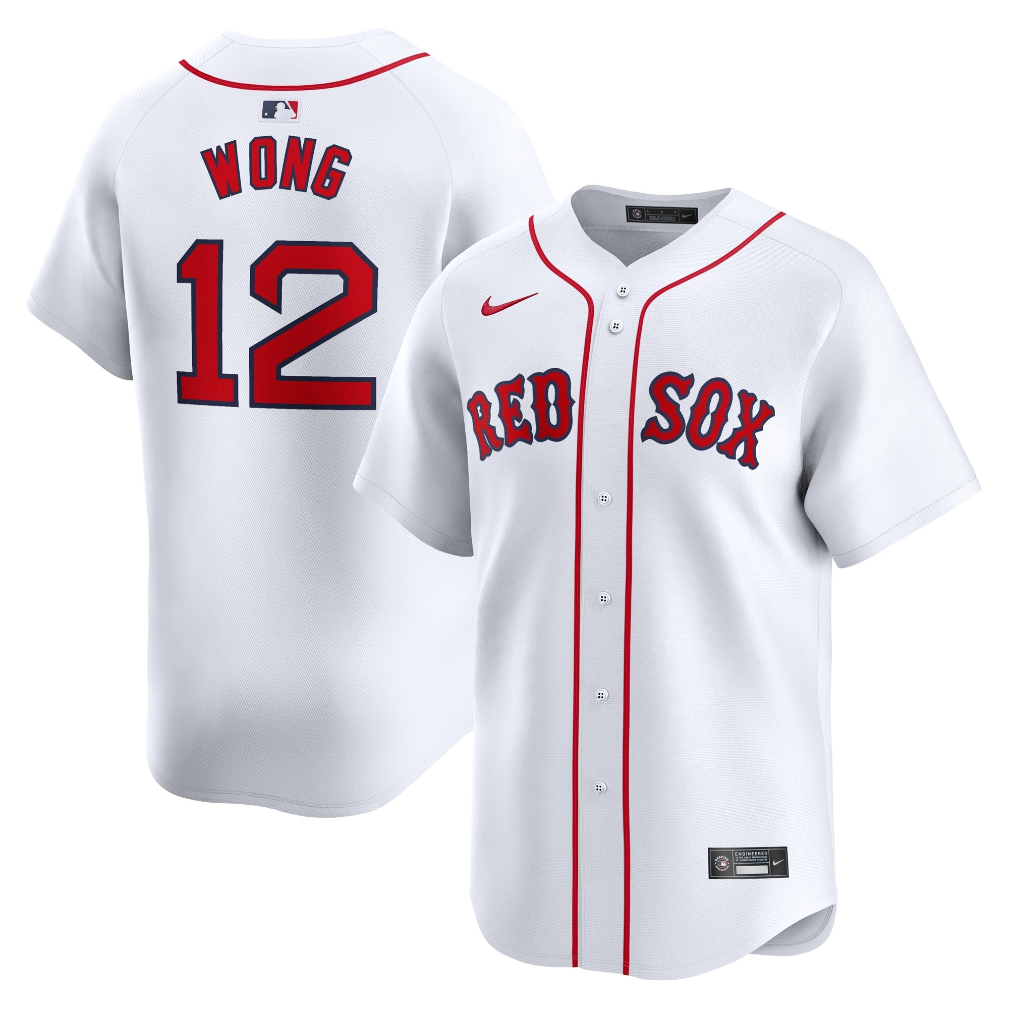 Men's Boston Red Sox Connor Wong  White Home Limited Player Jersey