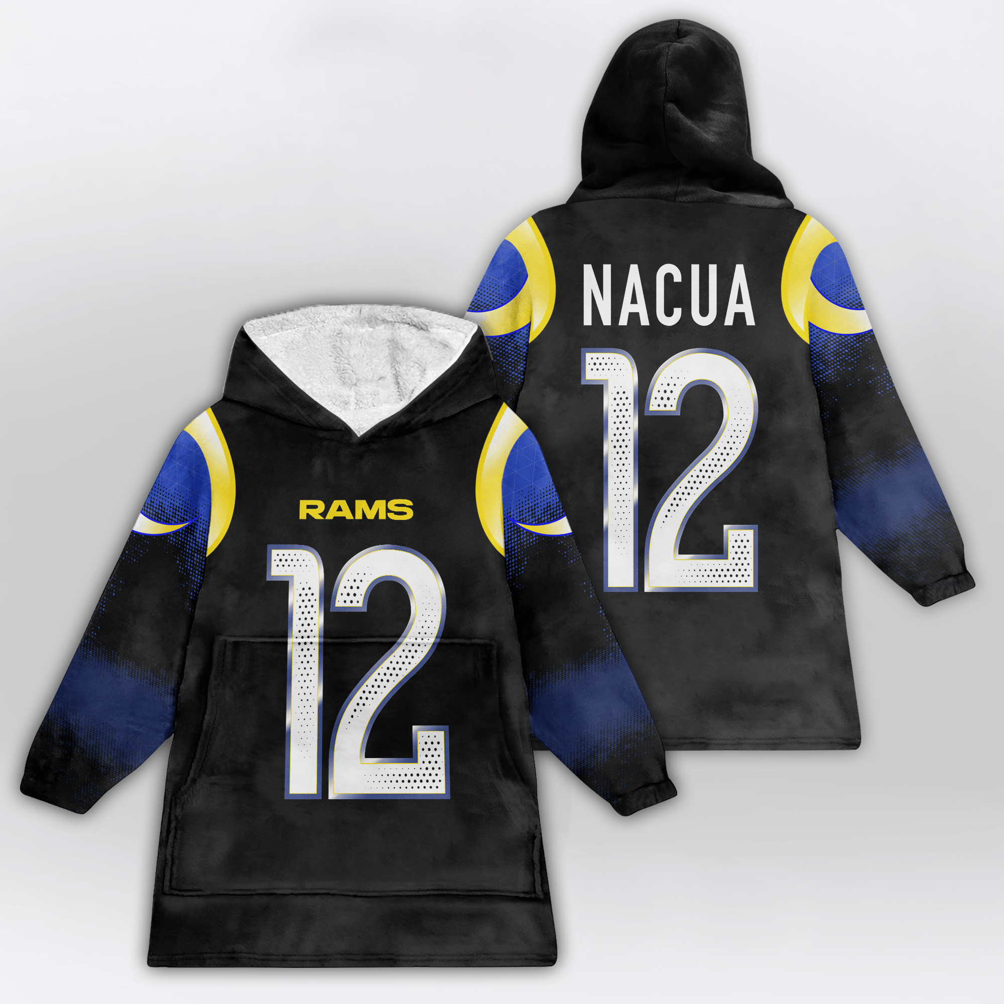 Adult P.N 12 Los Angeles R Football Unisex Blanket Hoodie