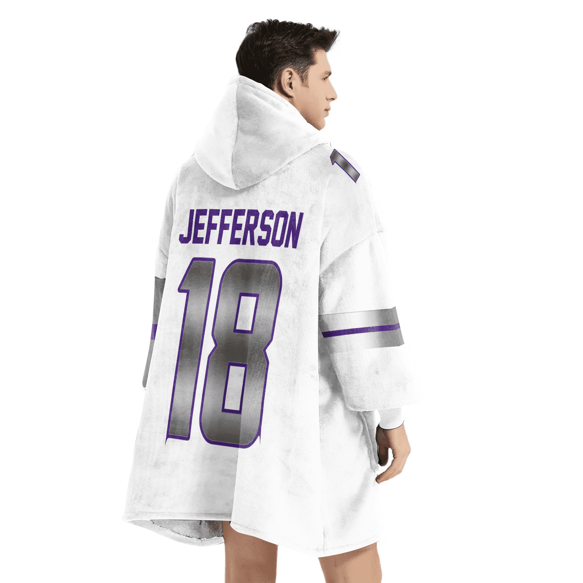 Adult White 18 Minnesota Football Unisex Blanket Hoodie