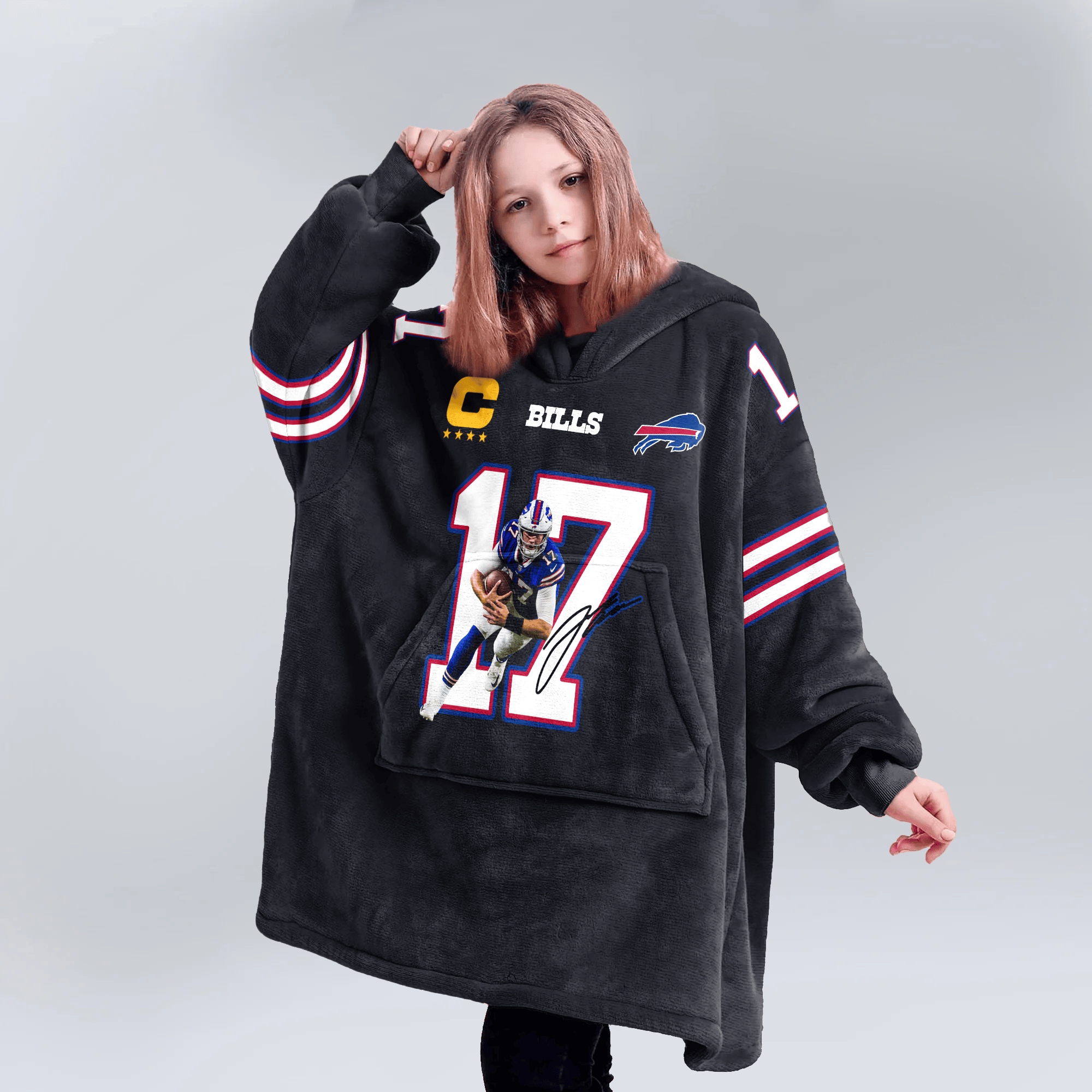 Captain J.A 17 Buffalo Football Unisex Blanket Hoodie