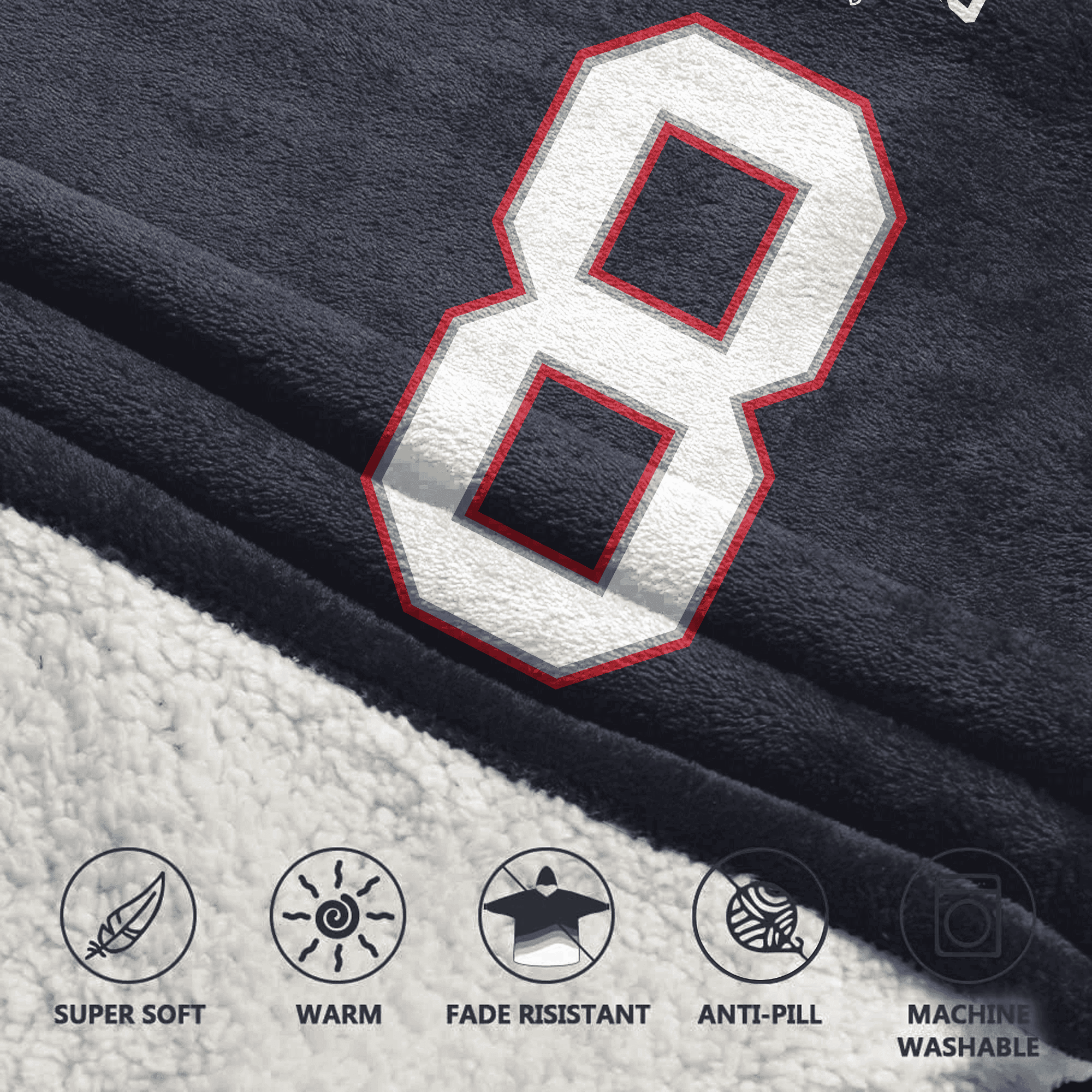 Kid 8 New England Football Unisex Blanket Hoodie