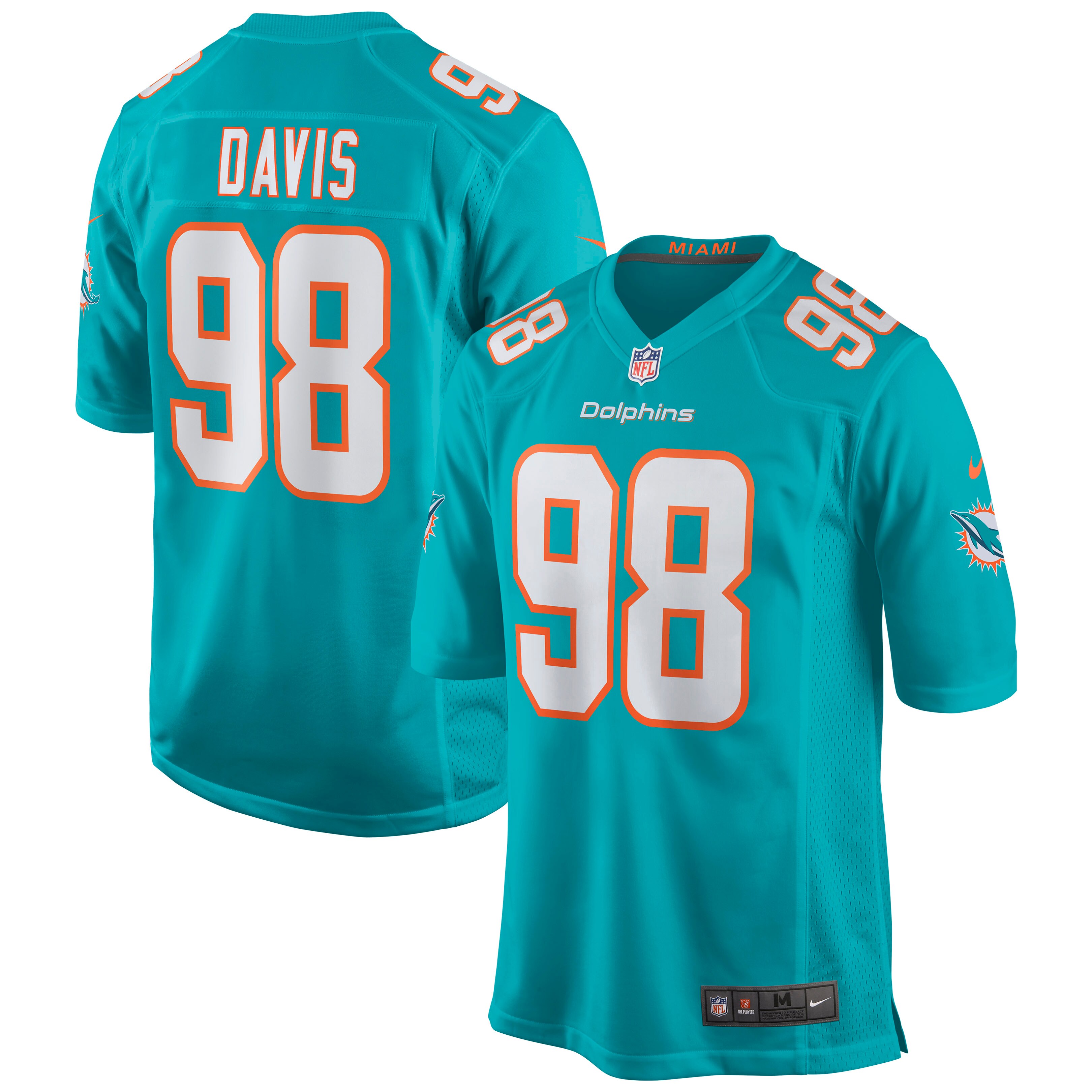 Raekwon Davis Miami Dolphins  Game Jersey - Aqua