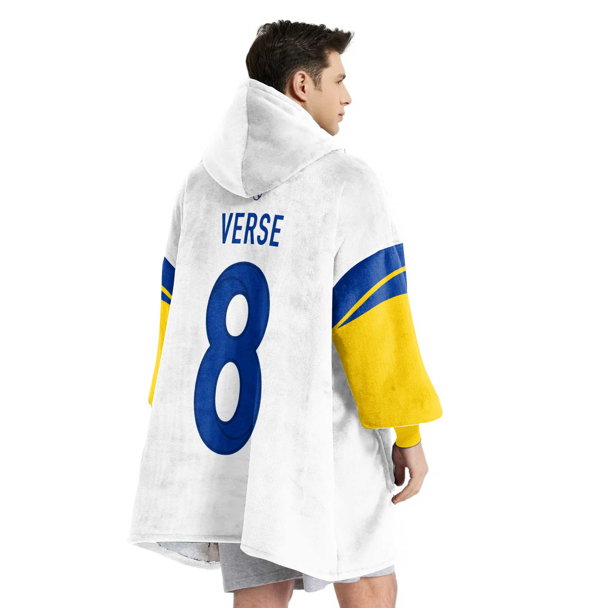 Adult J.V 8 Los Angeles R Football Unisex Blanket Hoodie