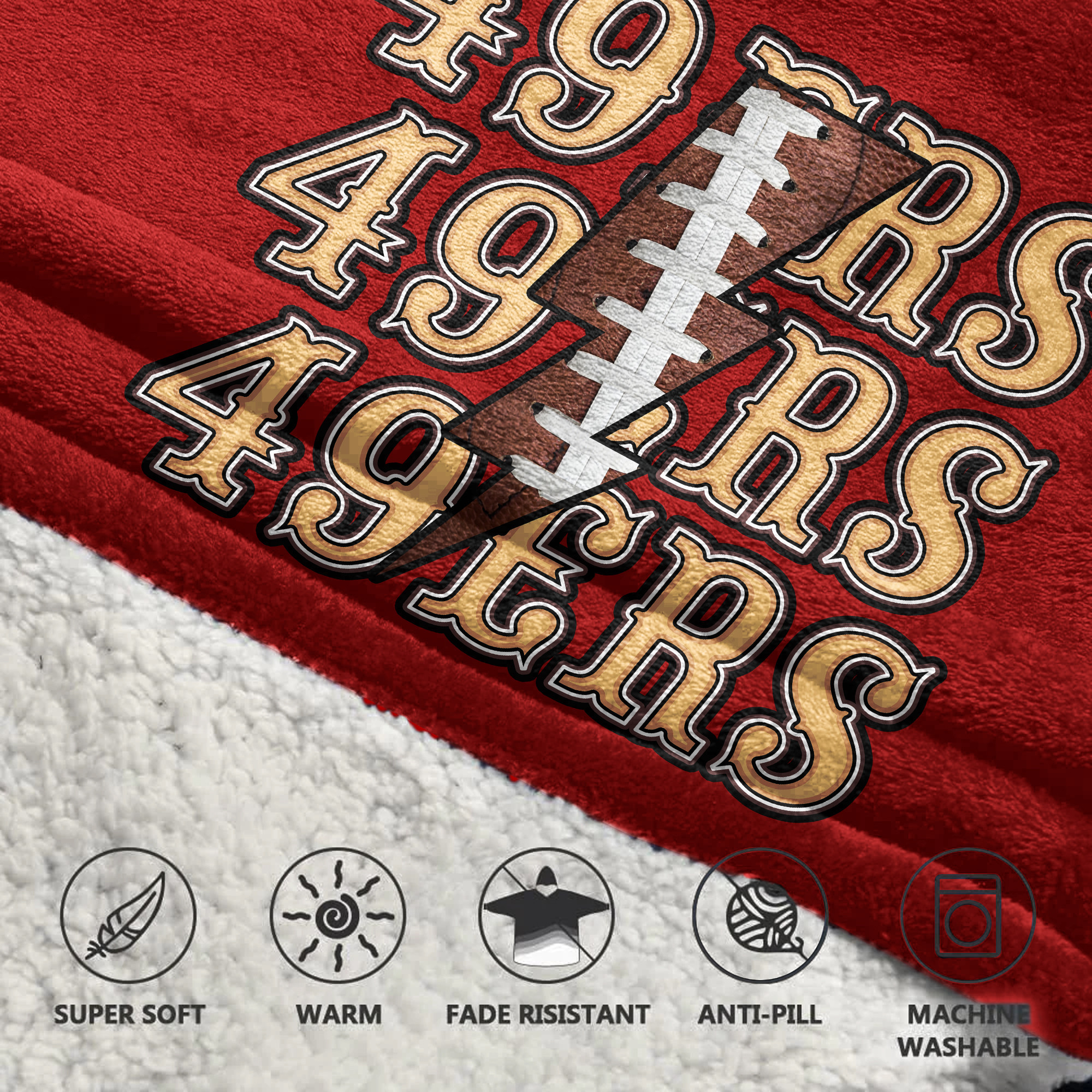 Adult San Francisco 49ers Football Unisex Blanket Hoodie