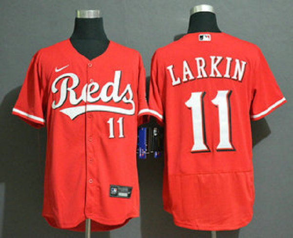 Men's Cincinnati Reds #11 Barry Larkin Red Stitched MLB Flex Base  Jersey