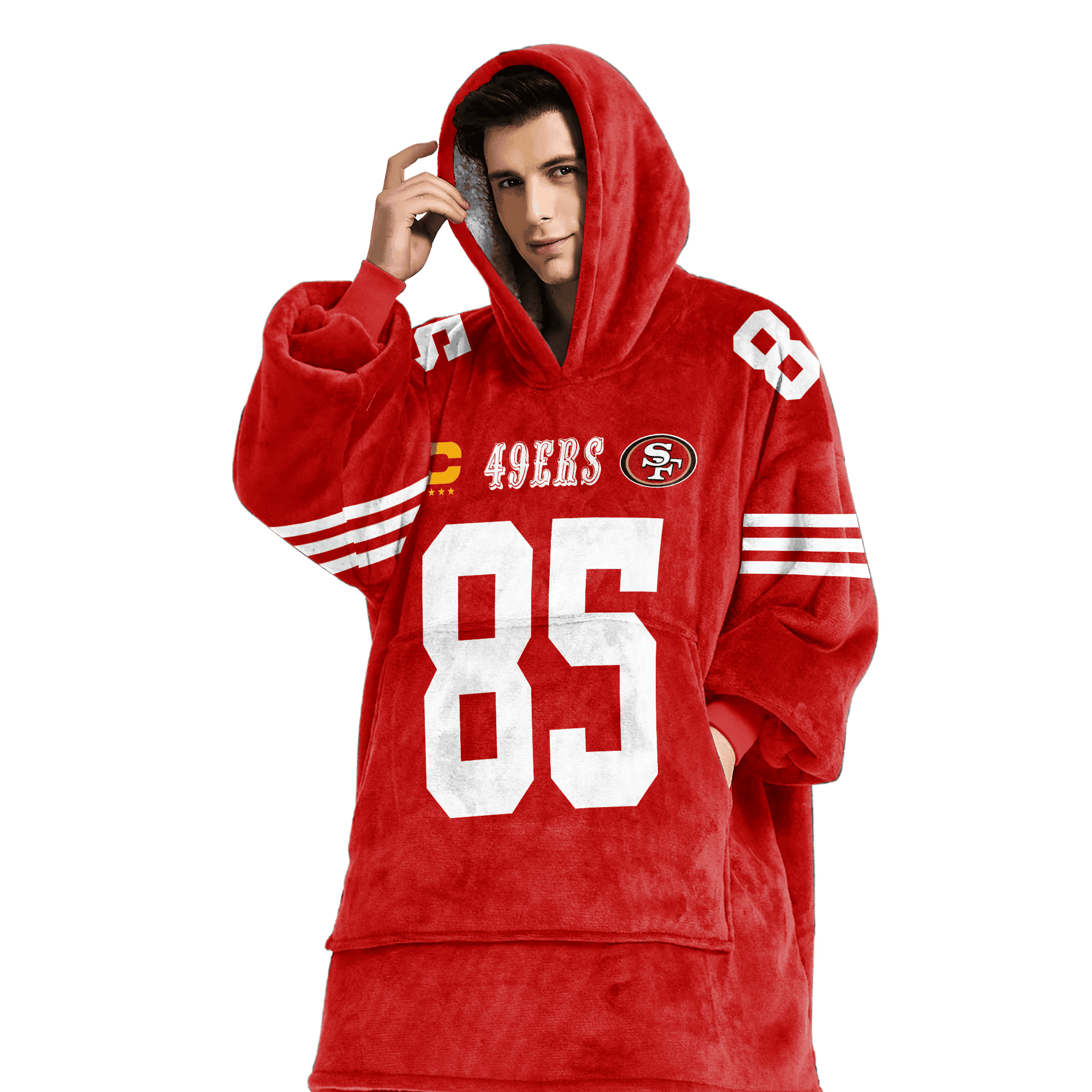 Adult Captain G.K. 85 San Francisco 49ers Football Unisex Blanket Hoodie