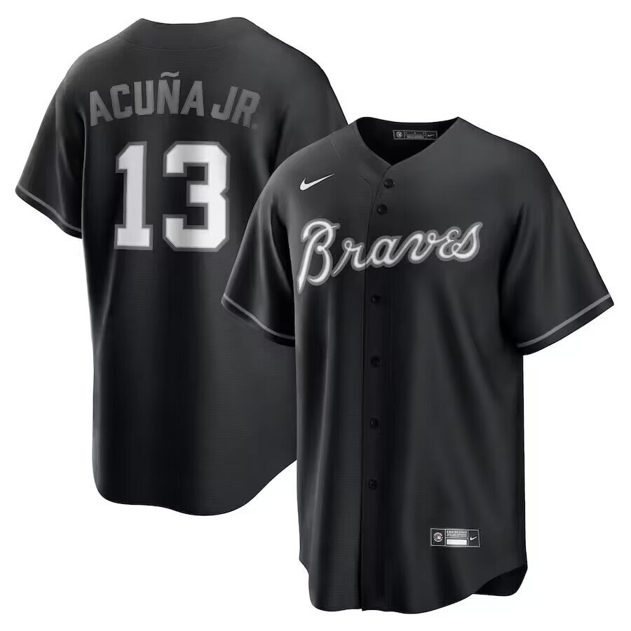 Men's Atlanta Braves Ronald #13 Acuna Jr.  Black Official Replica Player Jersey