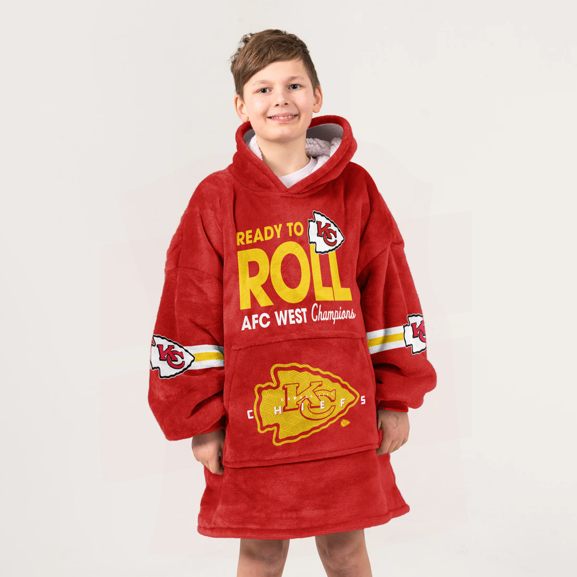 Adult 15 Ready To Roll Kansas City Football Unisex Blanket Hoodie