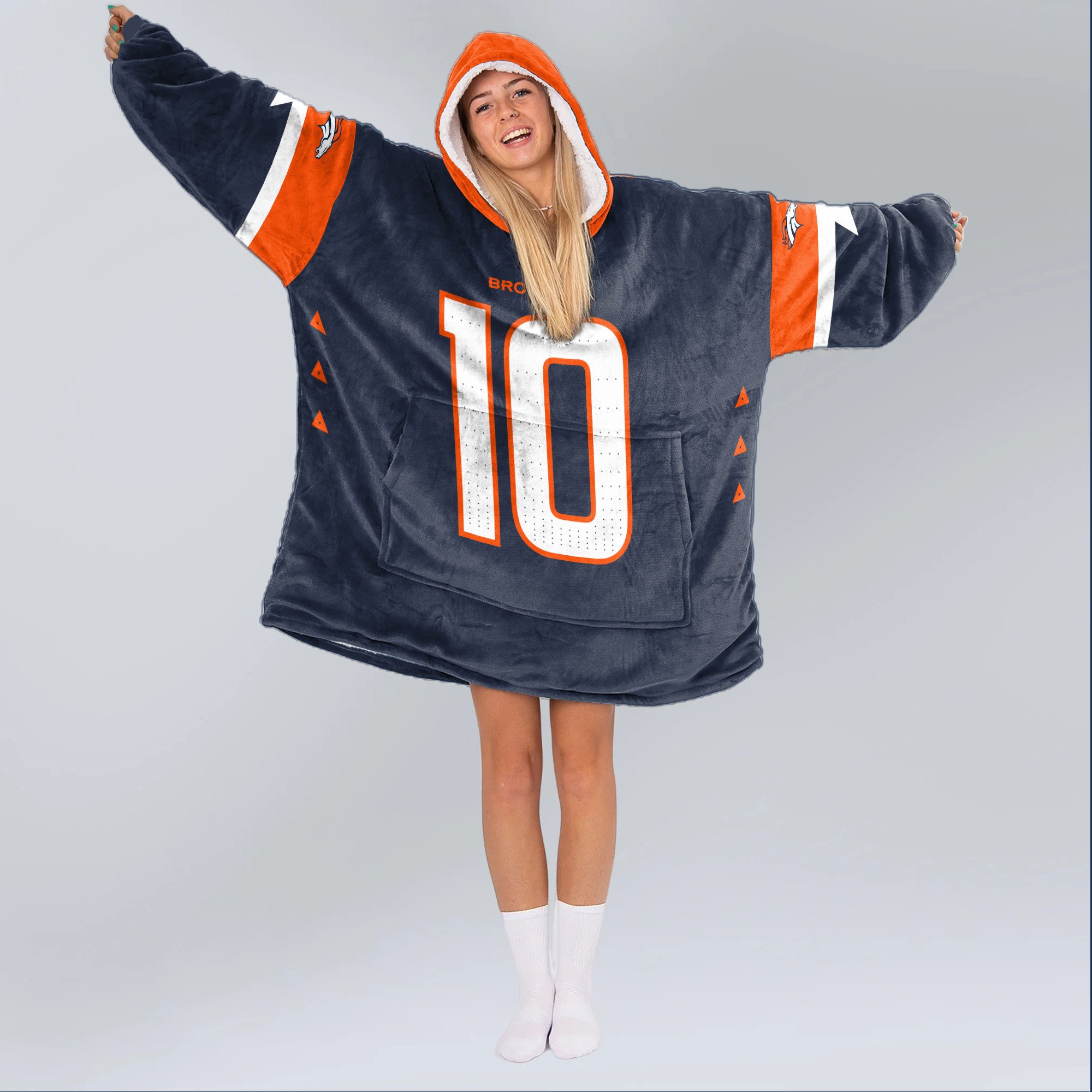Adult 10 Denver Football Unisex Blanket Hoodie