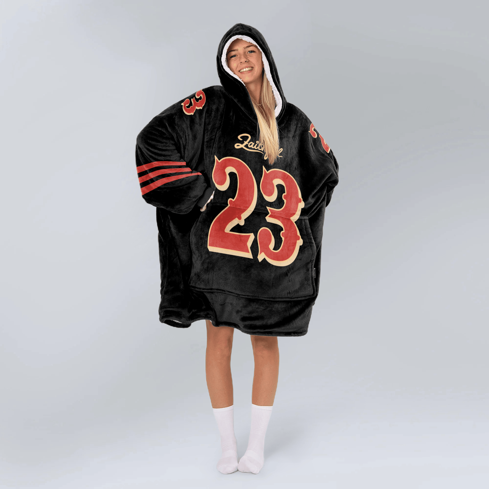 Adult C.M 23 San Francisco 49ers Football Unisex Blanket Hoodie