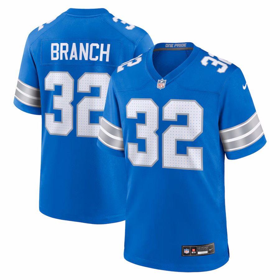 Men's Brian Branch #32 Blue Detroit Lions Game Jersey