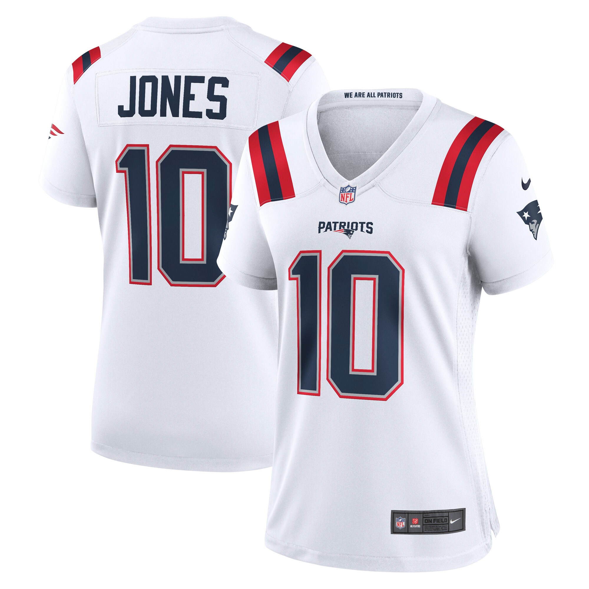 Mac Jones New England Patriots  Women's Player Game Jersey - White