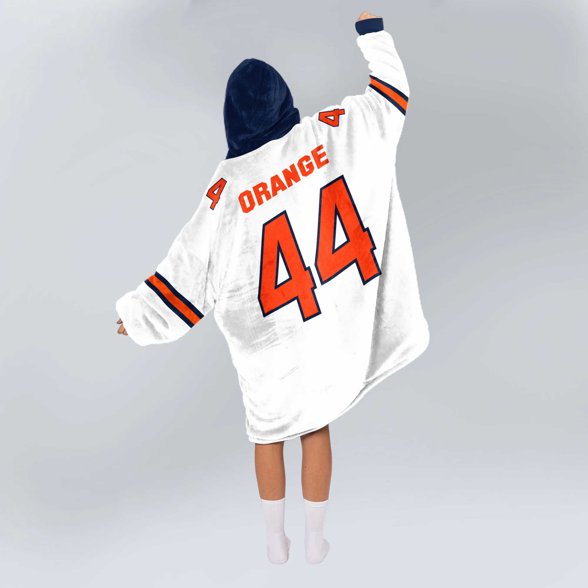 Adult #44 Navy Syracuse Football Unisex Blanket Hoodie