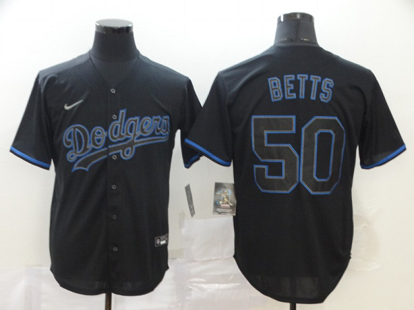 Men's Los Angeles Dodgers #50 Mookie Betts Lights Out Black Fashion Stitched MLB Cool Base  Jersey