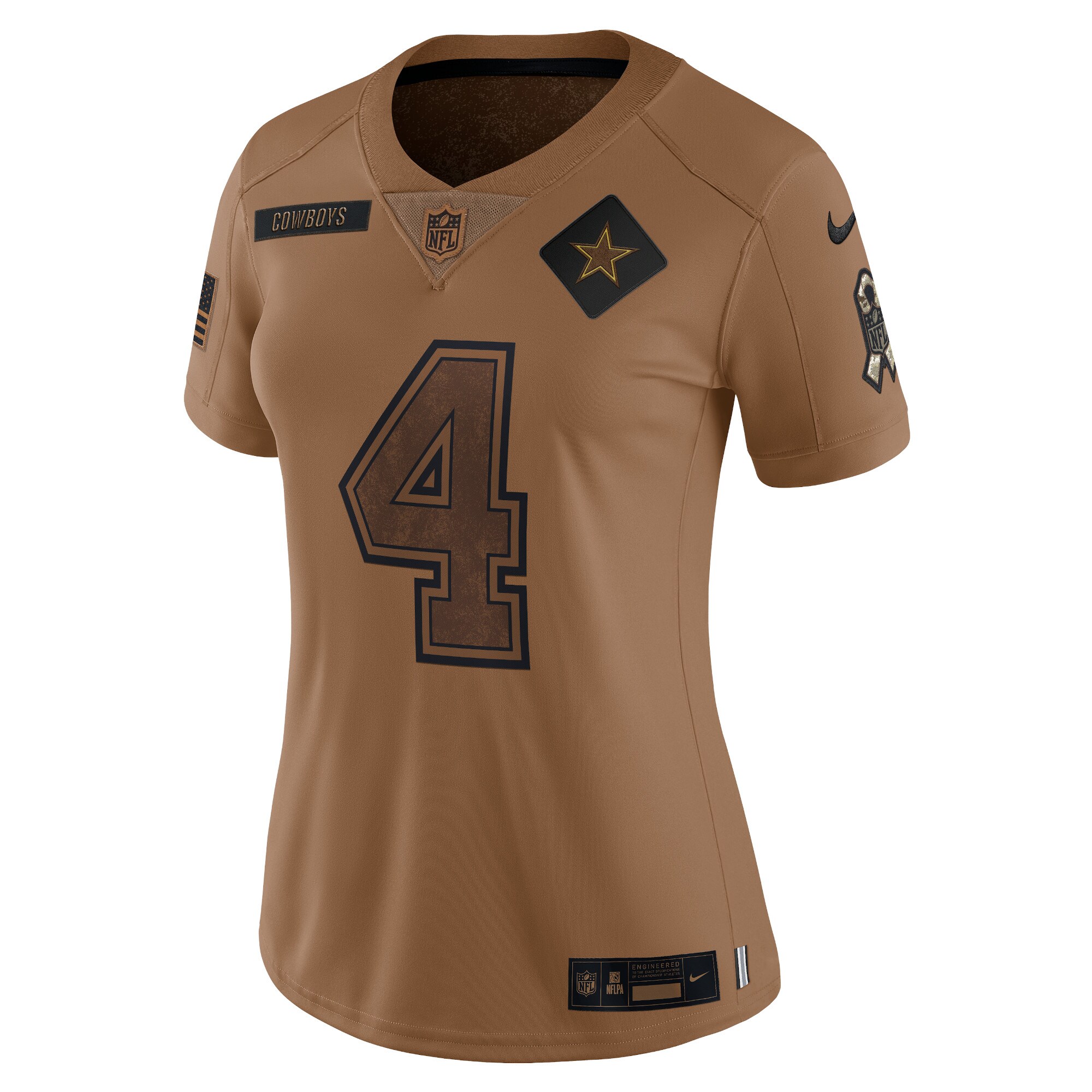 Dak Prescott Dallas Cowboys  Women's 2023 Salute To Service Limited Jersey - Brown