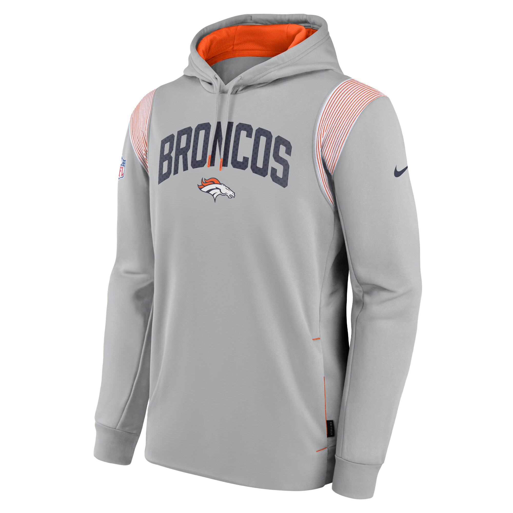 Denver Broncos Sideline Athletic Stack Performance Pullover Hoodie - Gray