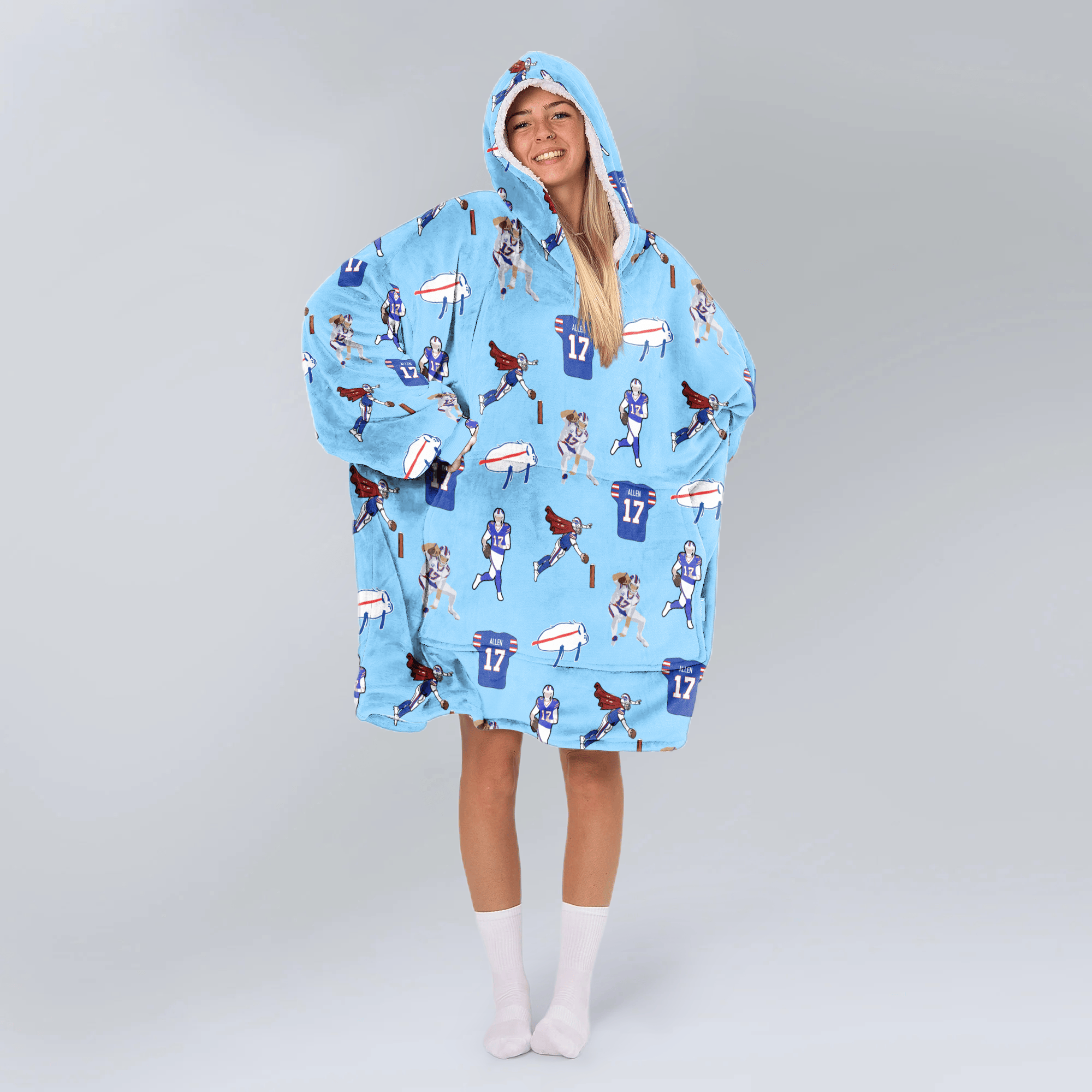 Pattern J.A 17 Buffalo Football Unisex Blanket Hoodie