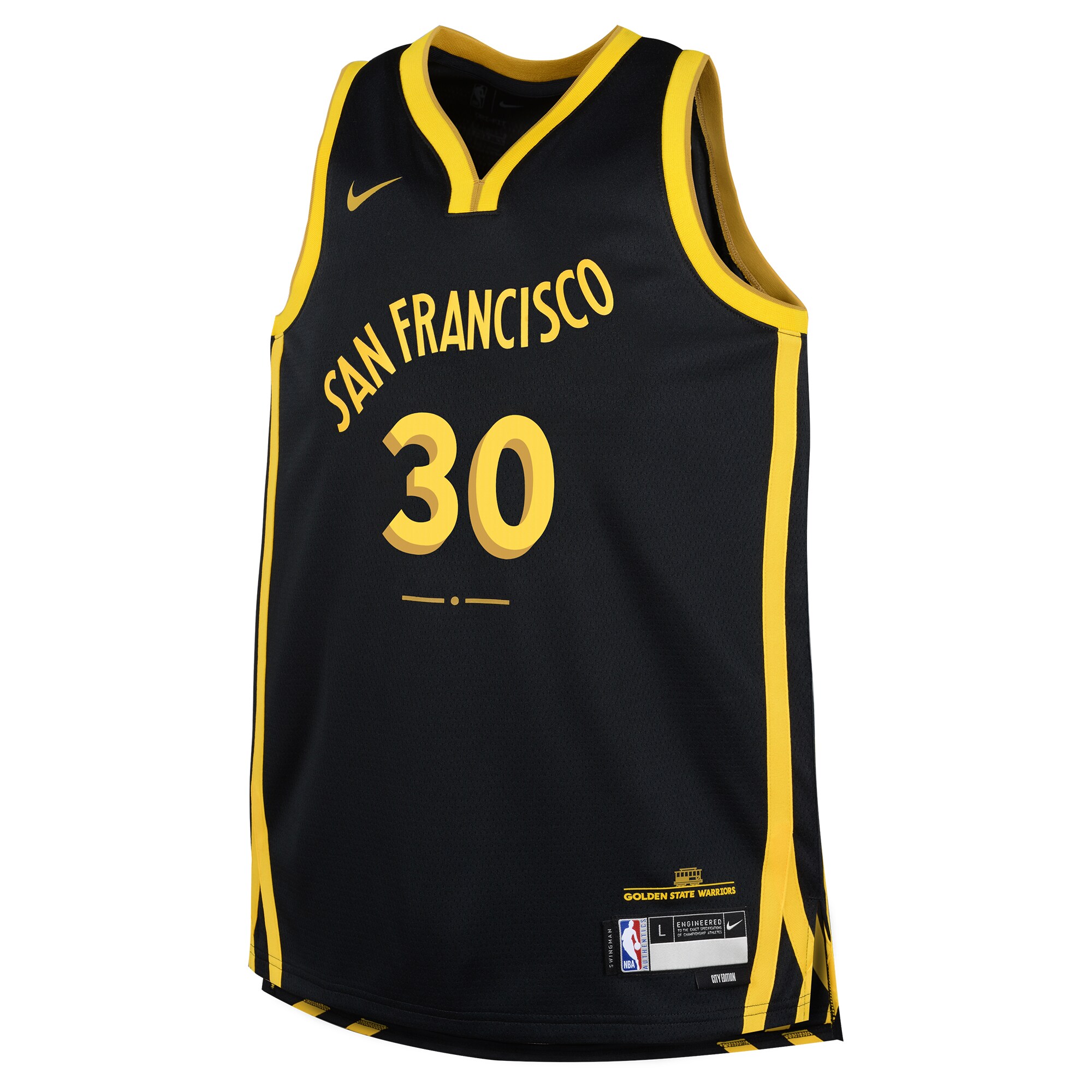 Youth Golden State Warriors Stephen Curry  Black 2023/24 Swingman Replica Jersey - City Edition