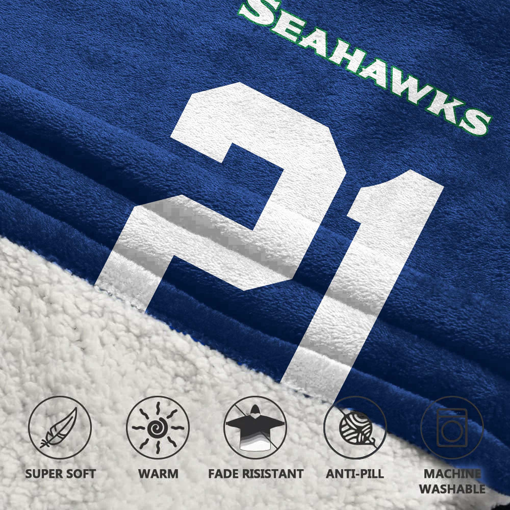 Kid 21 Seattle Football Unisex Blanket Hoodie