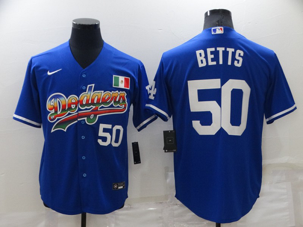 Men's  Los Angeles Dodgers #50 Mookie Betts Blue Stitched Cool Base MLB Jersey
