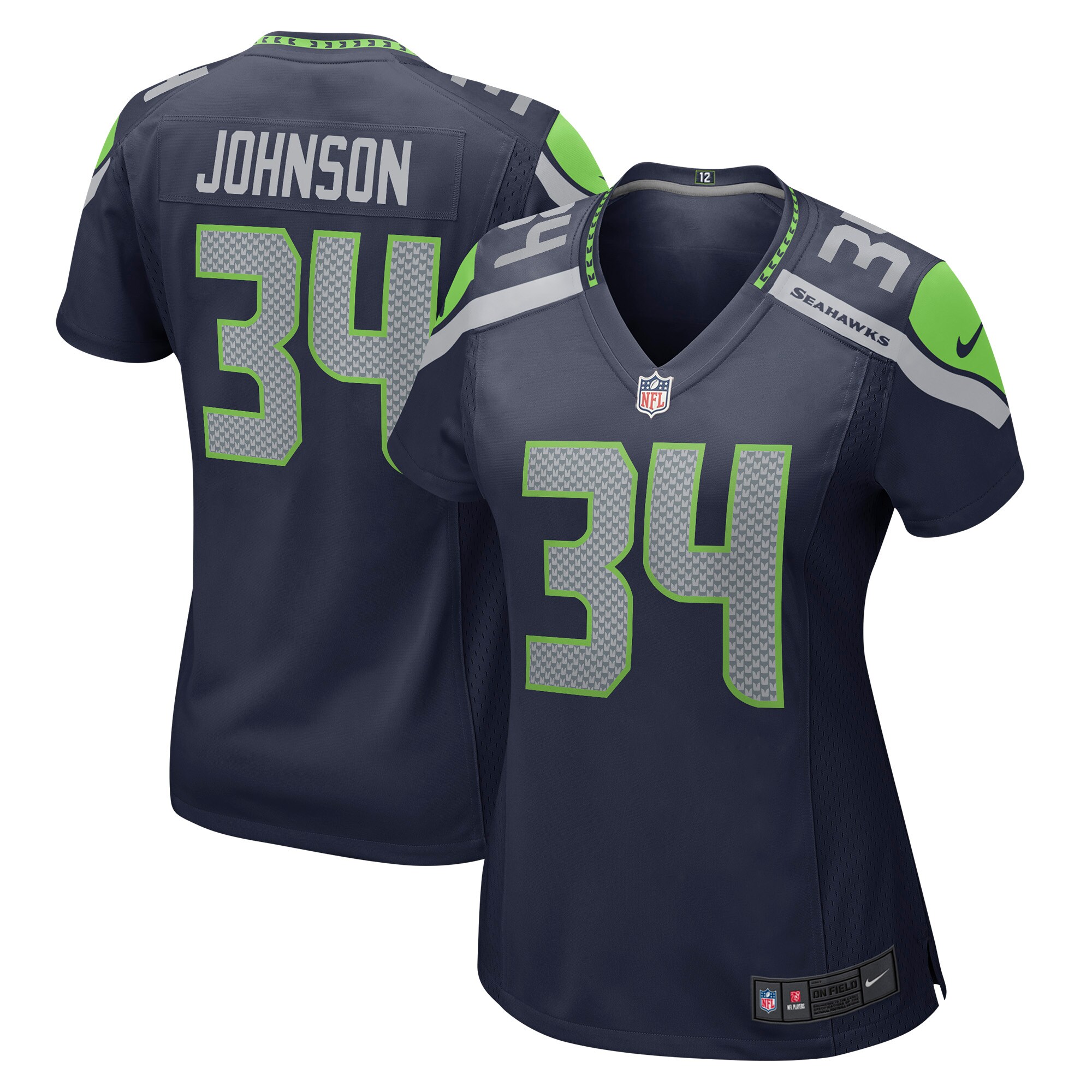 Josh Johnson Seattle Seahawks  Women's Game Jersey - College Navy