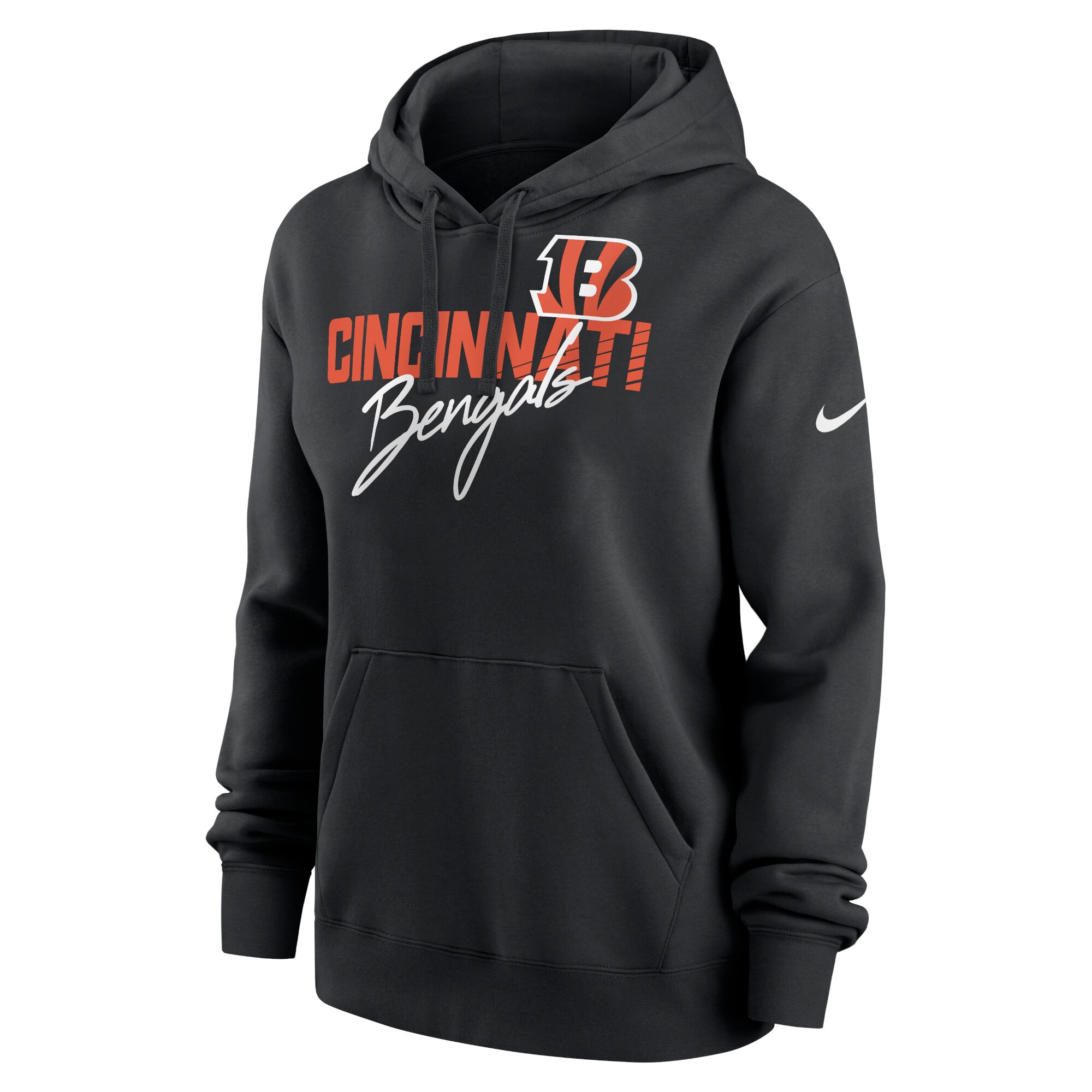 Cincinnati Bengals Women's Wordmark Club Fleece Pullover Hoodie - Black