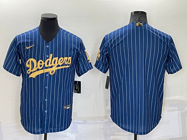 Men's  Los Angeles Dodgers Blank Blue Gold Throwback Cool Base MLB Jersey