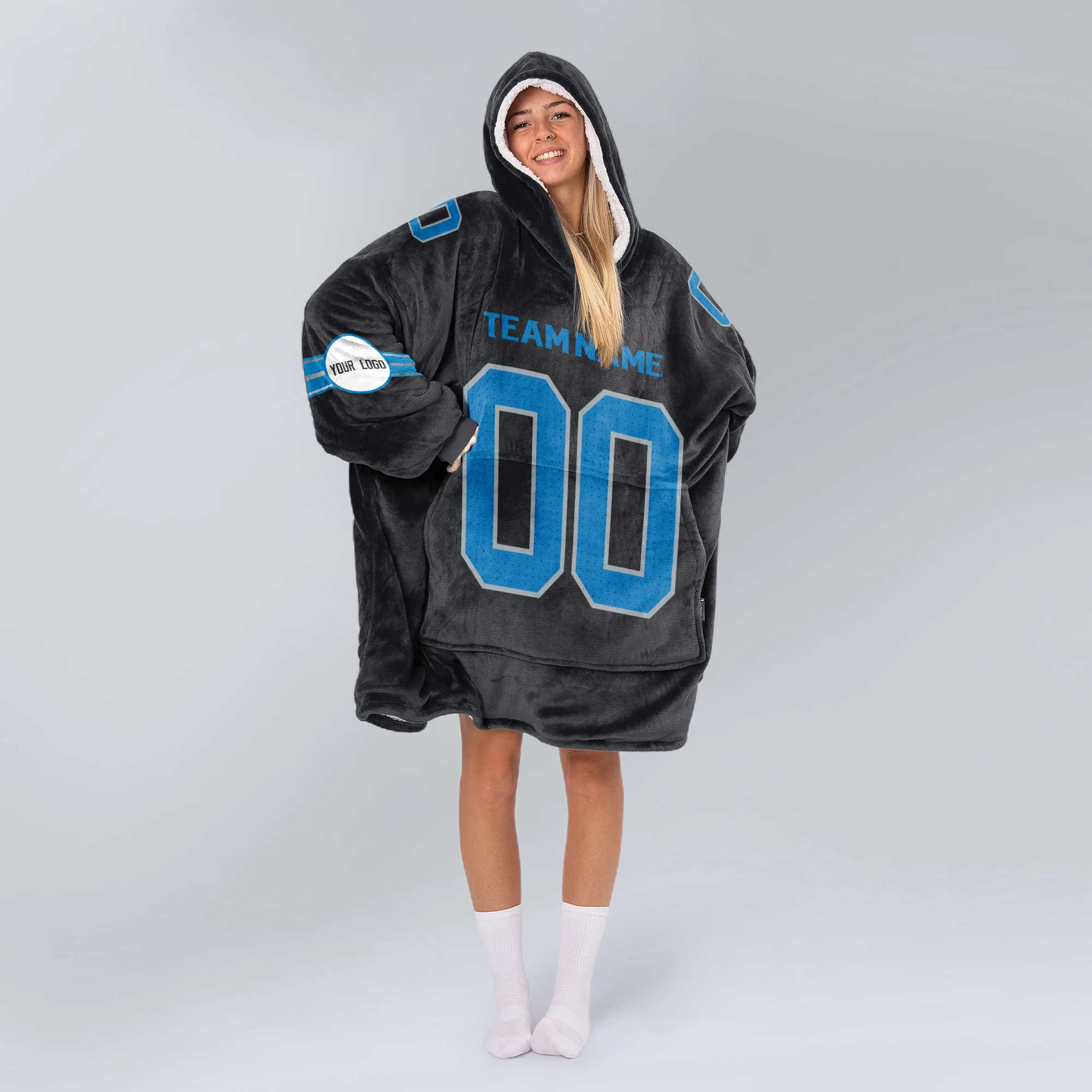 Adult Custom Blanket Hoodie Detroit Inspired Color
