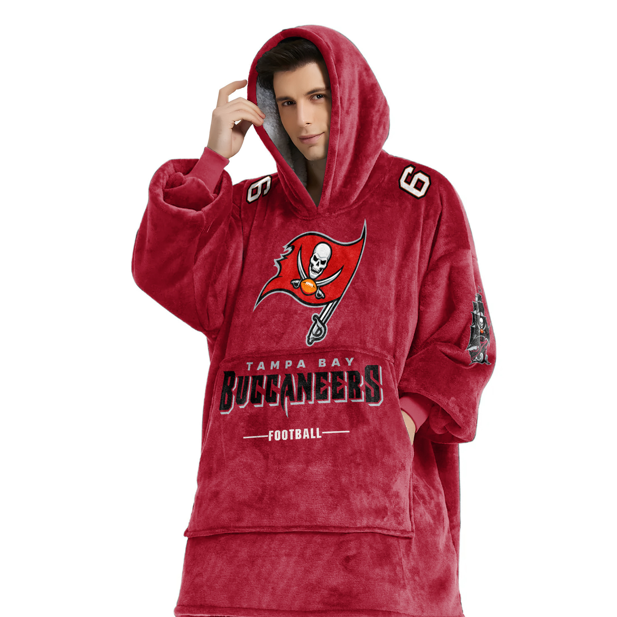 Adult B.M 6 Tampa Bay Football Unisex Blanket Hoodie